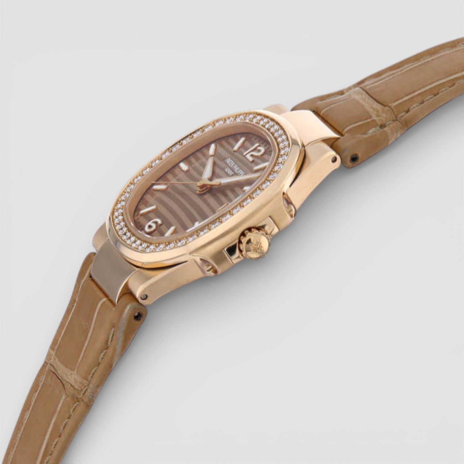 Nautilus Rose Gold Diamond Bezel Ladies Watch