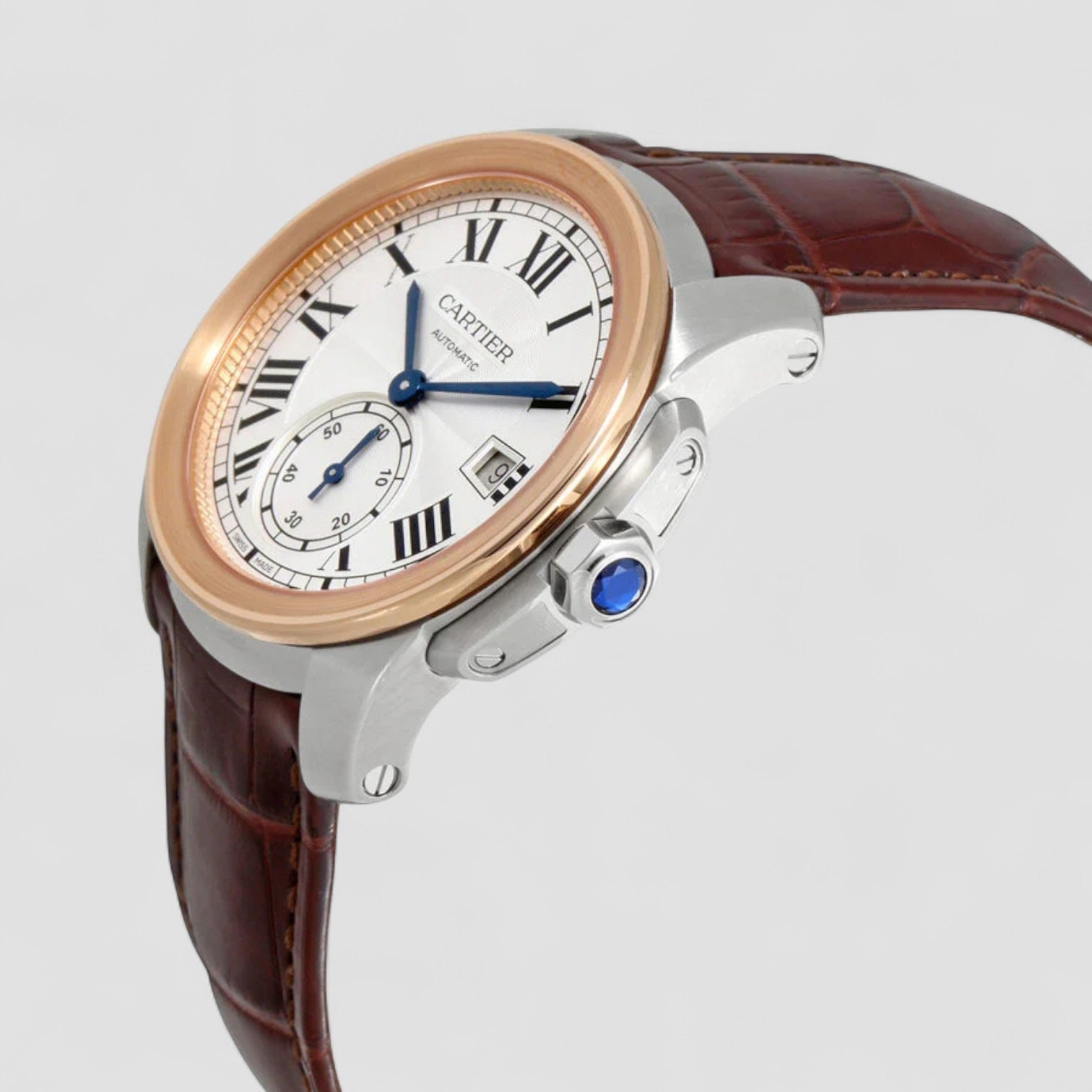 Calibre de Cariter Silver Dial Rose Gold Men's Watch