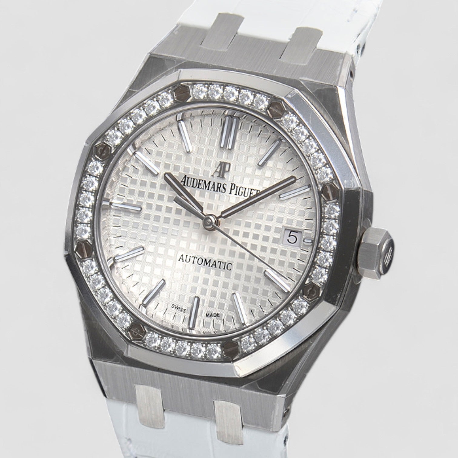 Royal Oak Selfwinding Stainless Steel Silver Index Diamond Bezel