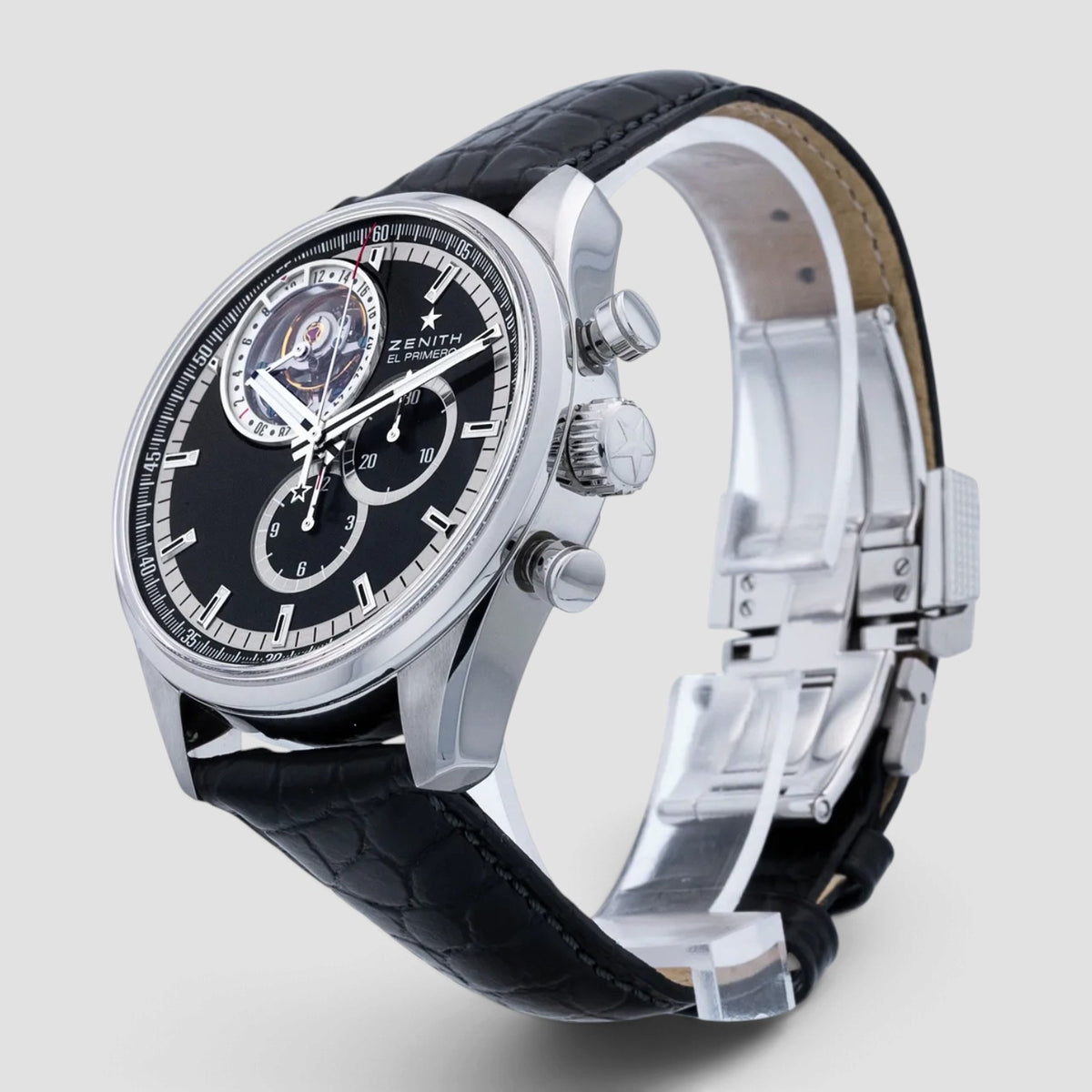 El Primero Chronograph Tourbillon Stainless Steel Black Dial