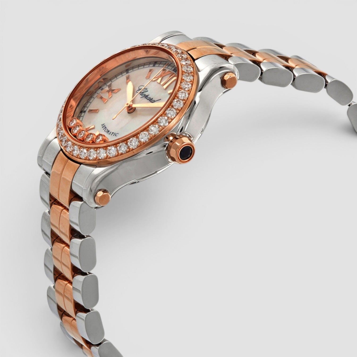 Happy Sport 30mm Gold & Steel Diamond Mother-of-Pearl Dial