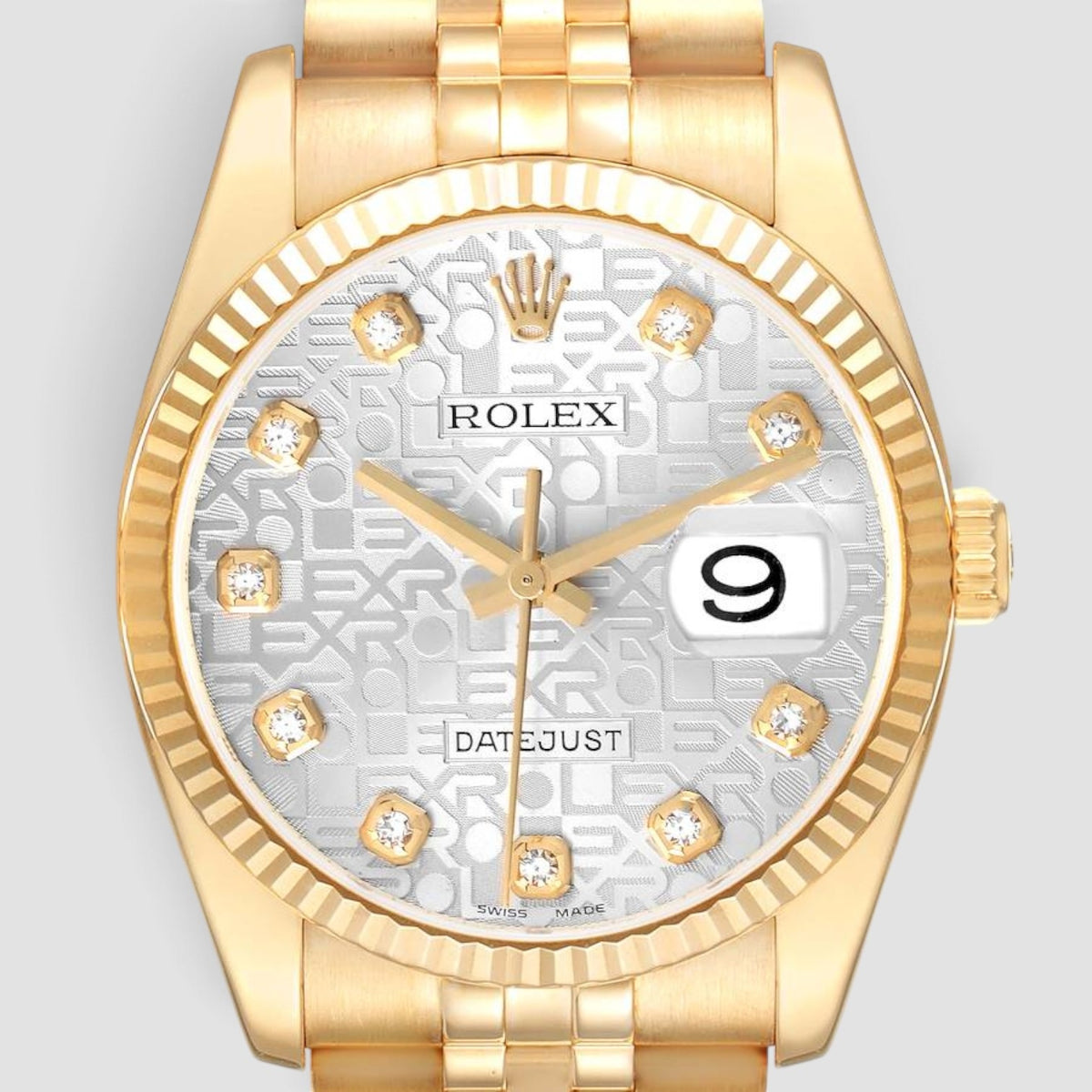 Datejust 36 Yellow Gold Silver Diamond Dial