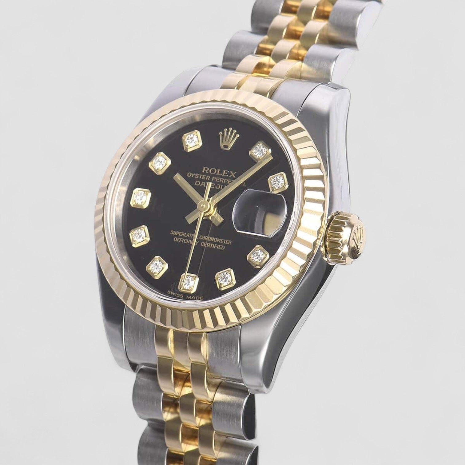 Datejust Black Anniversary Diamond Dial Ladies Watch