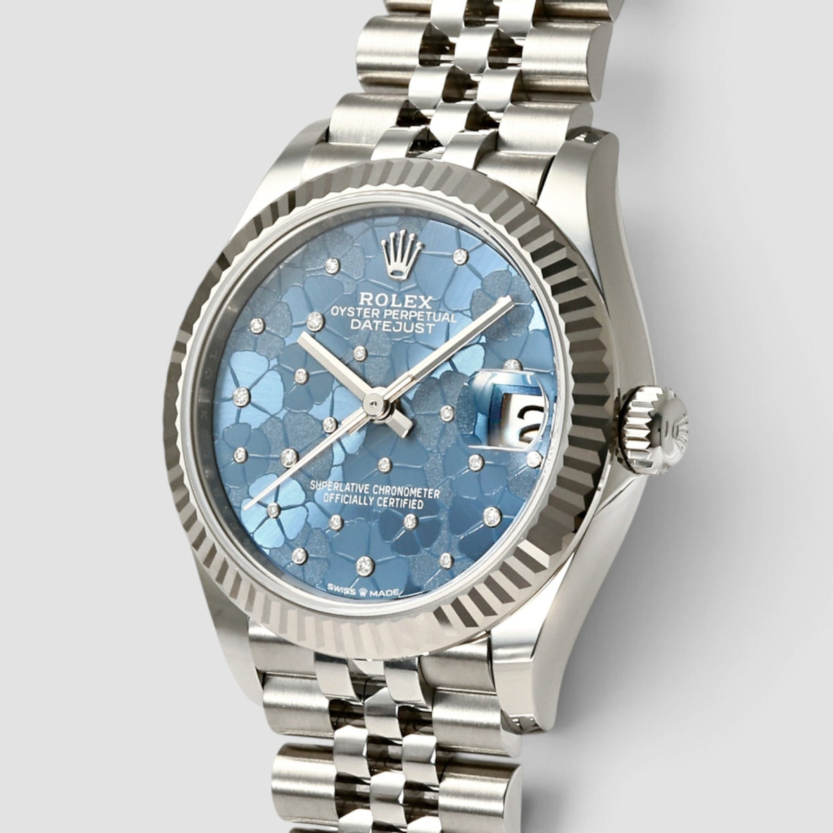 Datejust 31 Azzurro Blue Floral Motif Diamond Dial