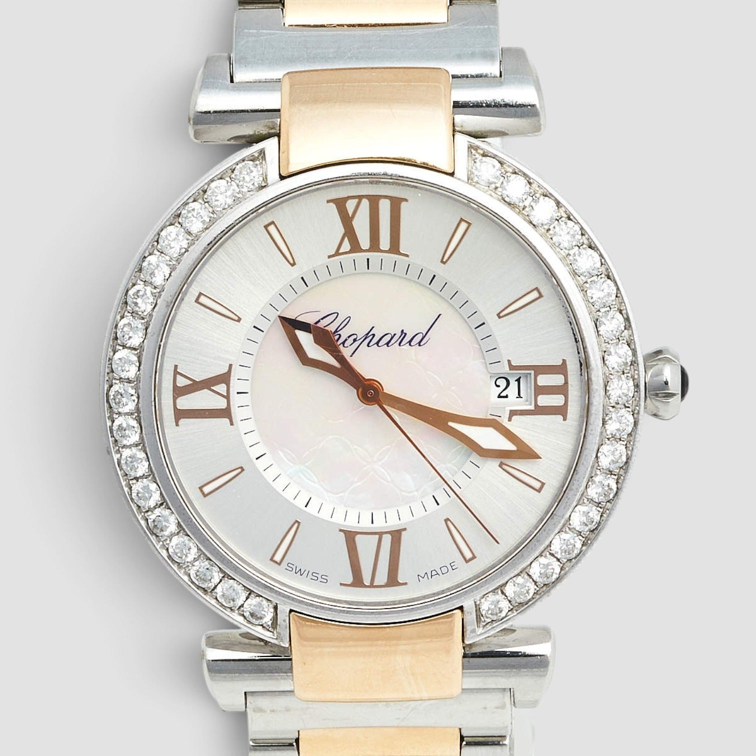 Imperiale 36mm Gold & Steel Diamond Mother-of-Pearl Dial