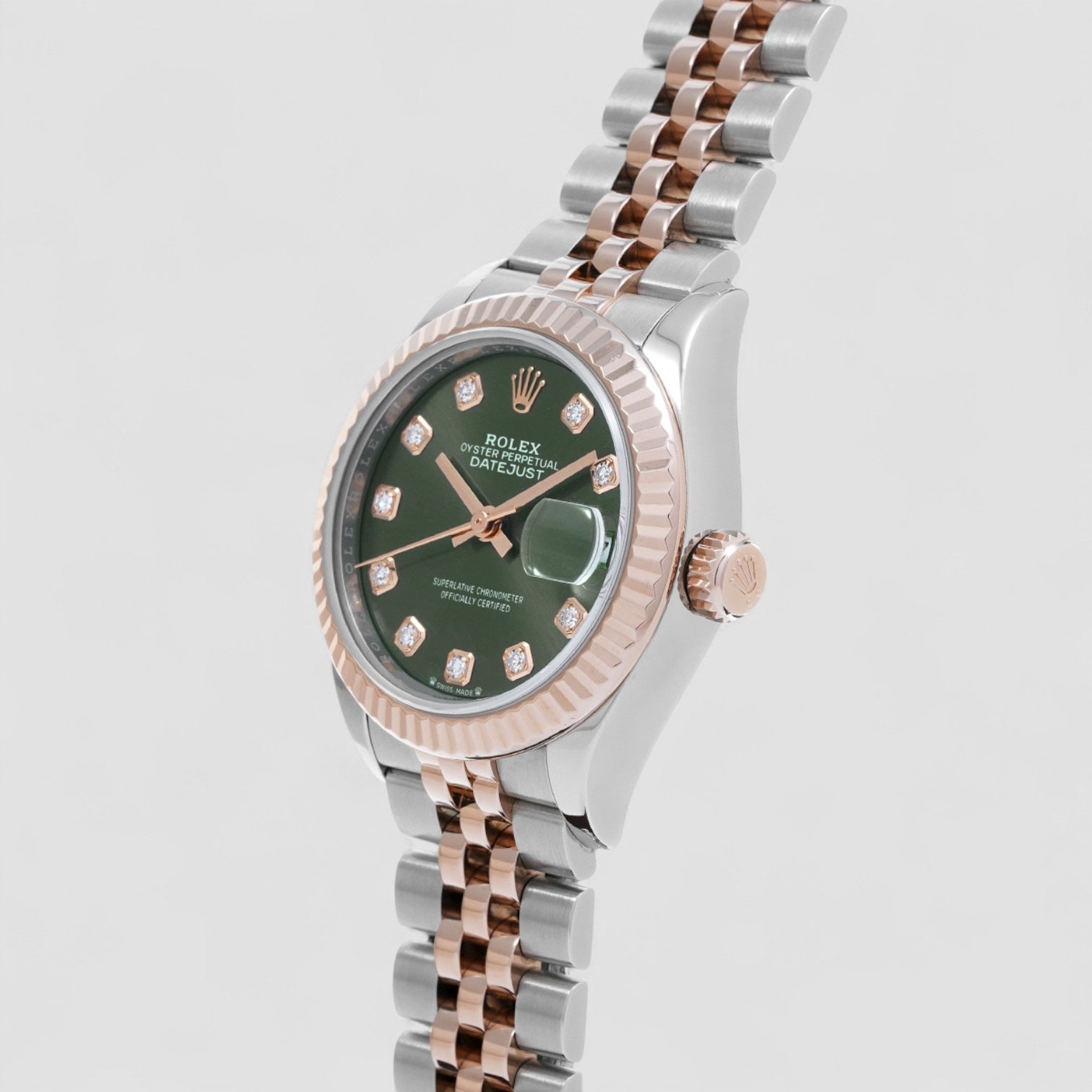 Lady-Datejust Olive Green Diamond Steel & Rose Gold