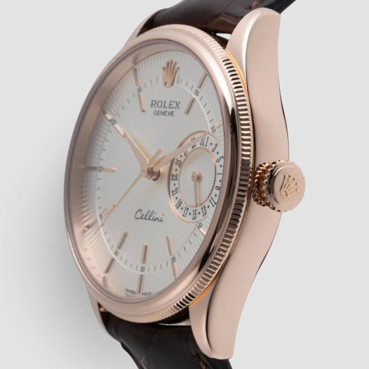 Cellini Date 39mm 18K Everose Gold Silver Dial