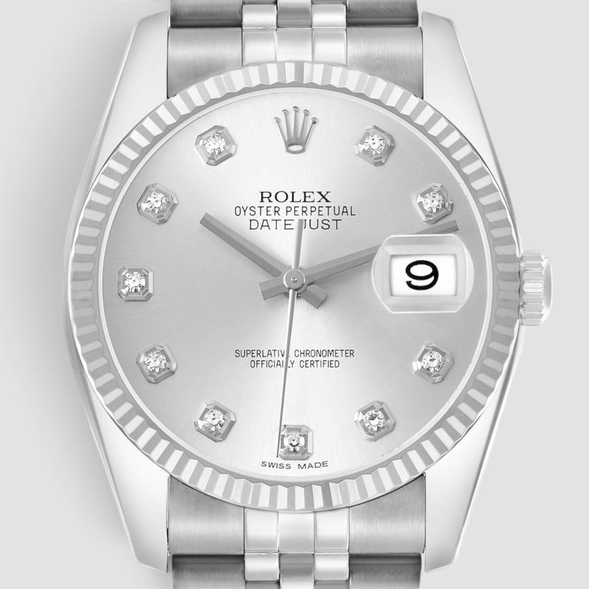 Datejust 36 Silver Diamond Dial Jubilee