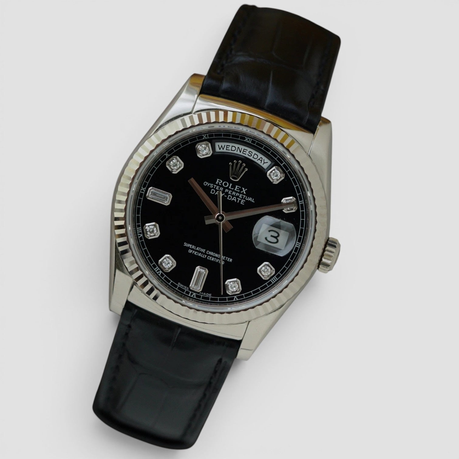Day Date Black Diamond Dial 18k White Gold