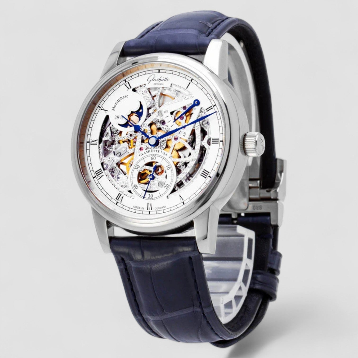Senator Moon Phase Skeletonized Edition White Gold Men's Watch