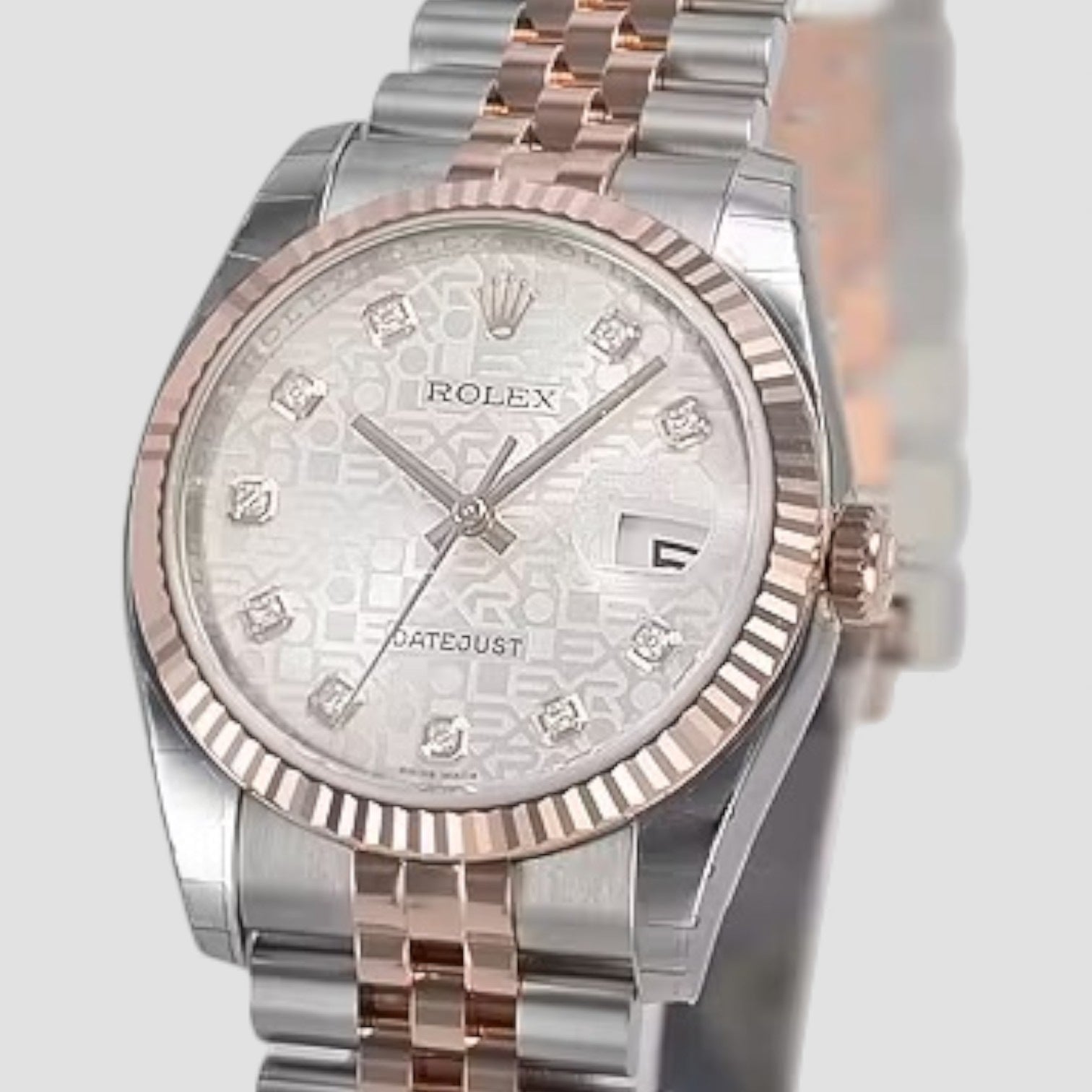 Datejust 36mm Dial Steel Rose Gold Diamond Unisex Watch