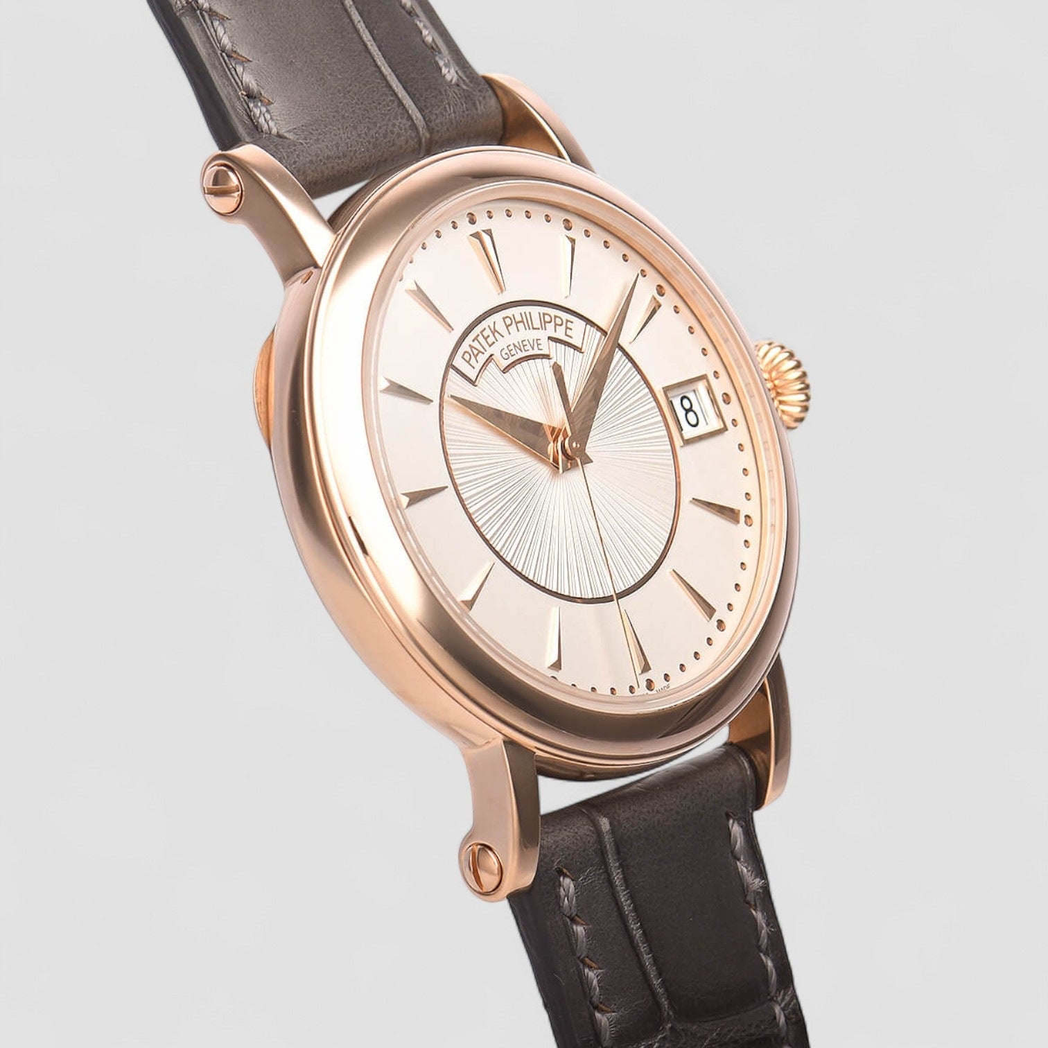 Calatrava 18k Rose Gold Silver Dial Mens Watch