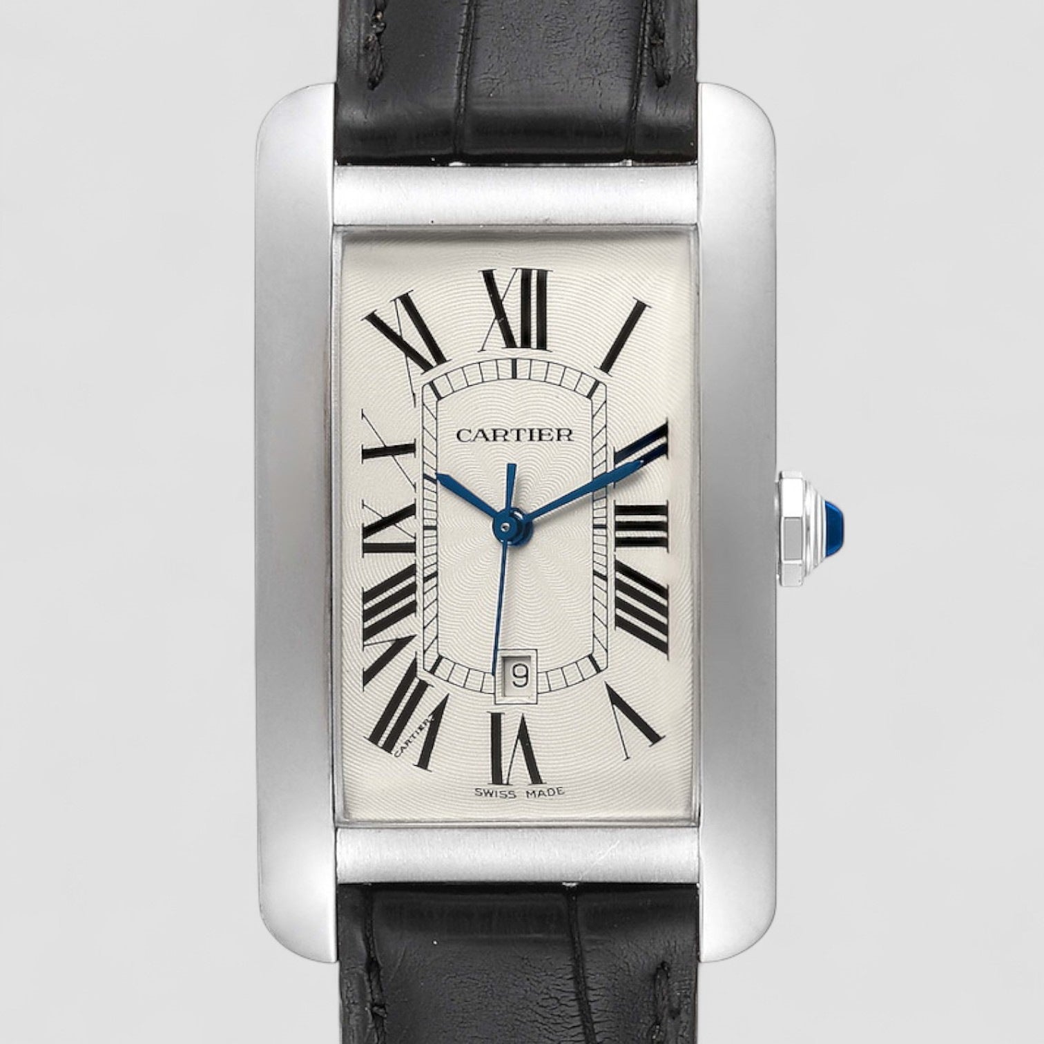Tank Americaine Automatic Silver Dial 18 kt White Gold Men's Watch