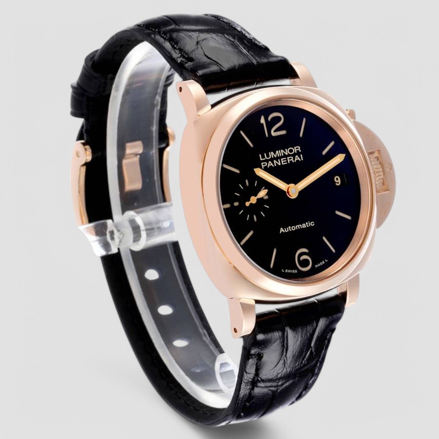 Luminor Due Rose Gold Black Dial Mens Watch