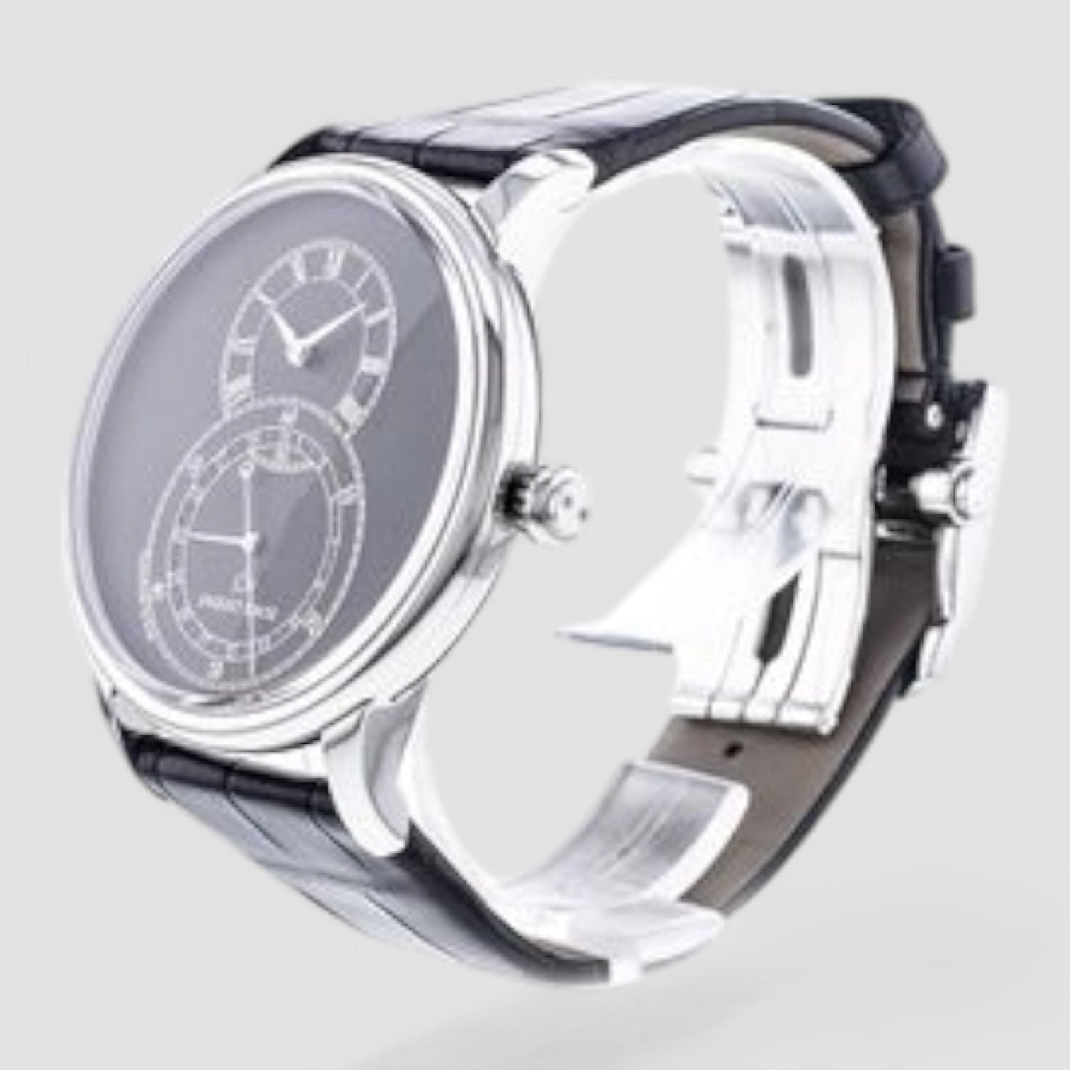 Grande Seconde Quantieme Automatic Gray Matte Dial Black Leather Men's Watch
