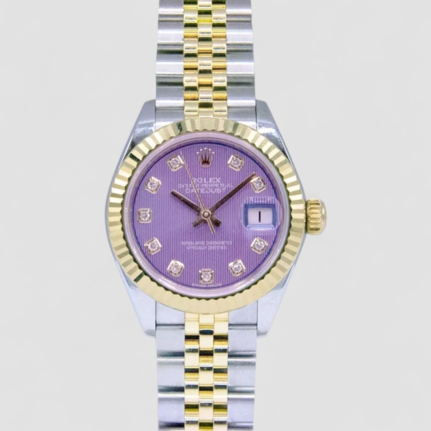 Lady Datejust 28mm Lavender Diamond Dial Two Tone Watch