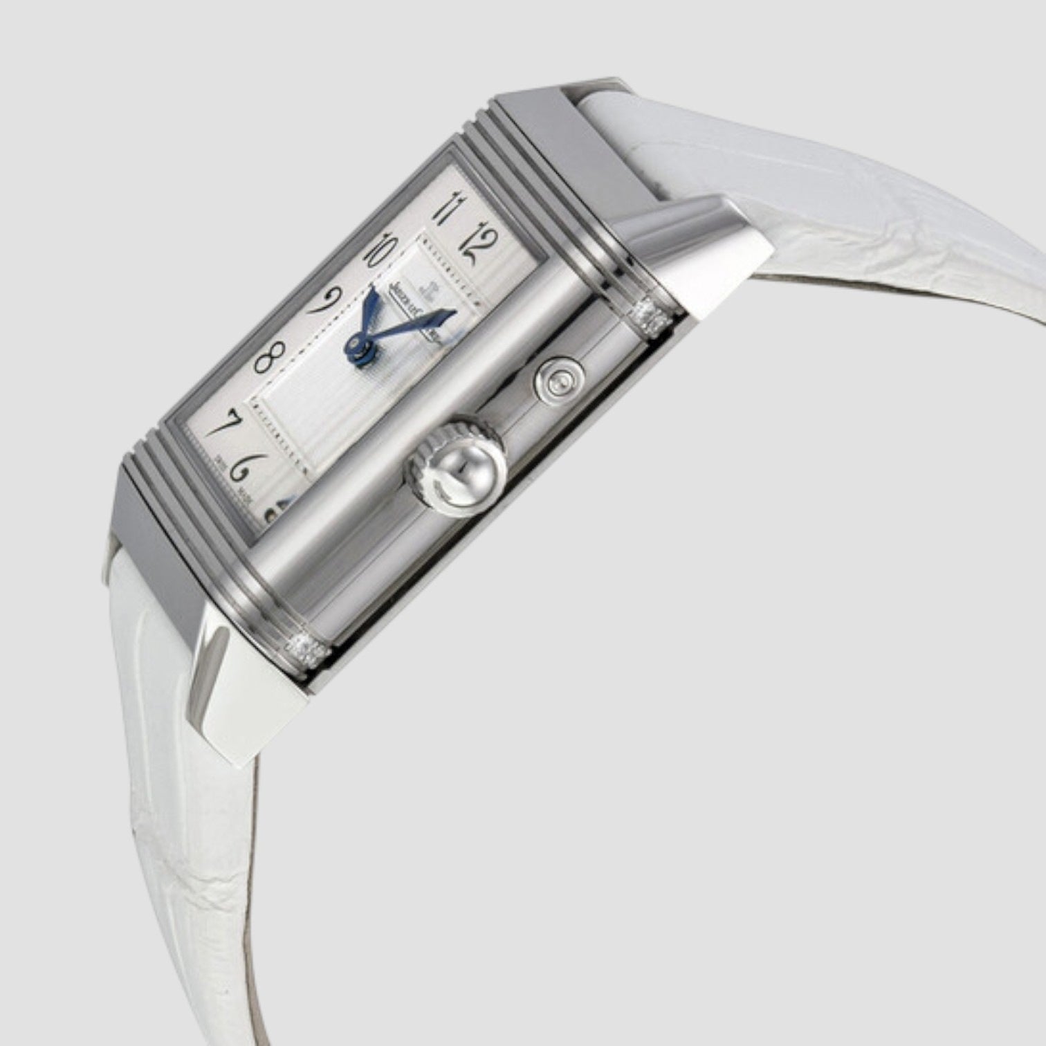 Reverso Duetto Duo White Leather Ladies Watch