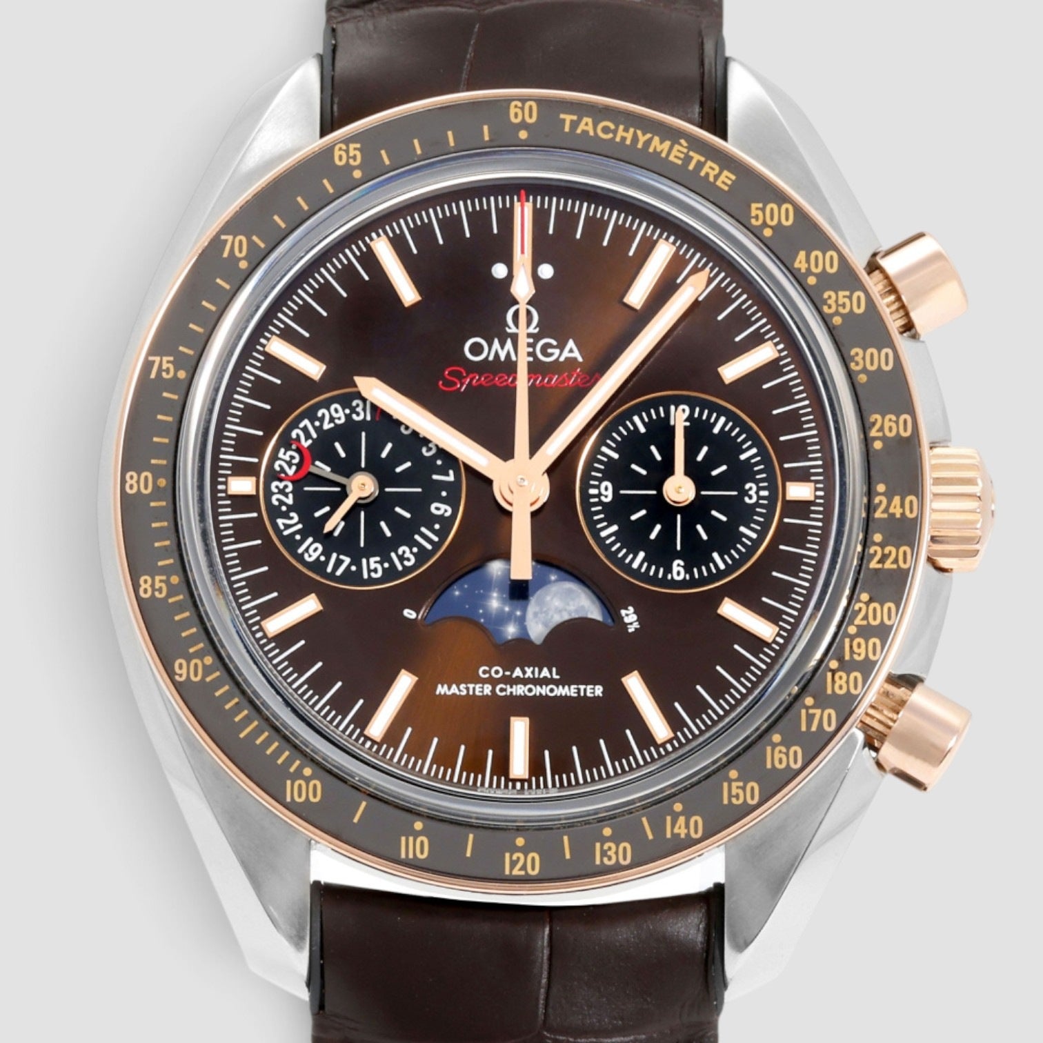 Speedmaster Moonphase Moonwatch 44.25mm Steel & Sedna Gold Brown Dial