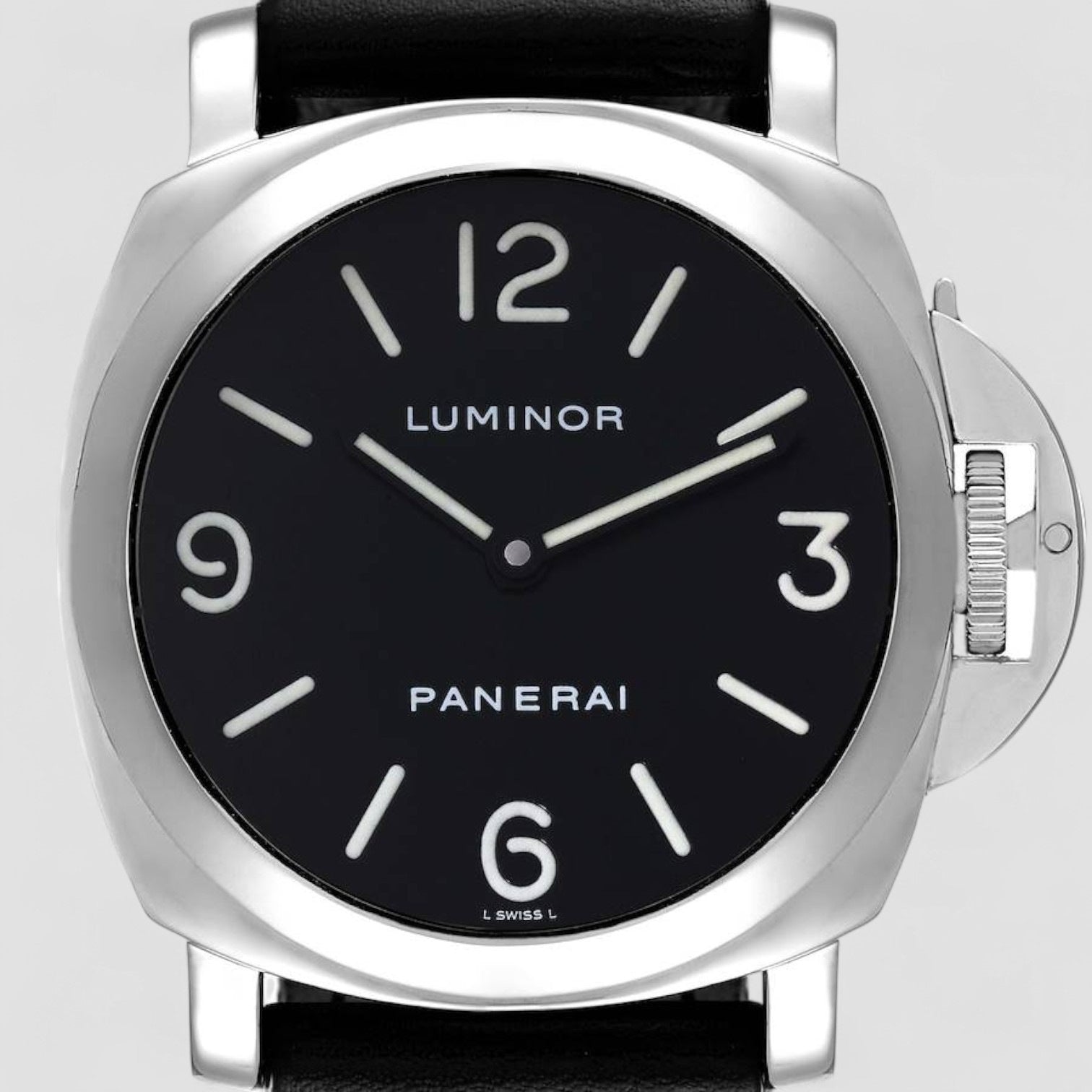Luminor Base 44mm Black Dial Steel Mens Watch