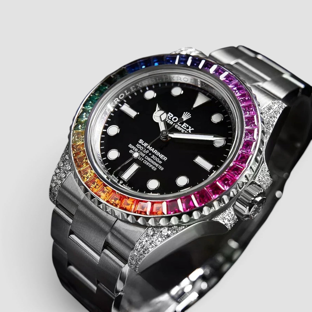 Submariner No Date 41 Custom Diamond-Set Rainbow Bezel