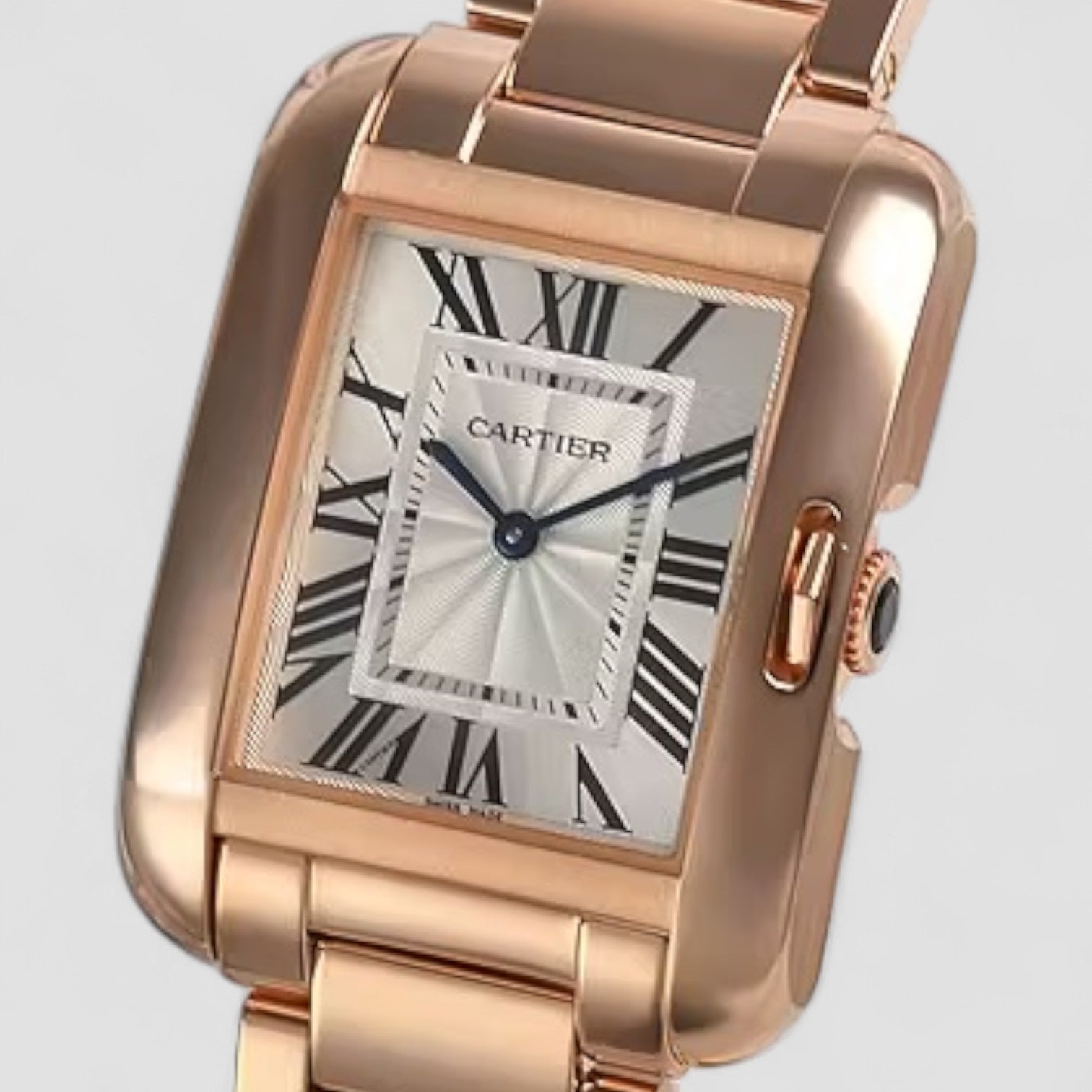 Tank Anglaise Silvered Flinque Dial Ladies Watch