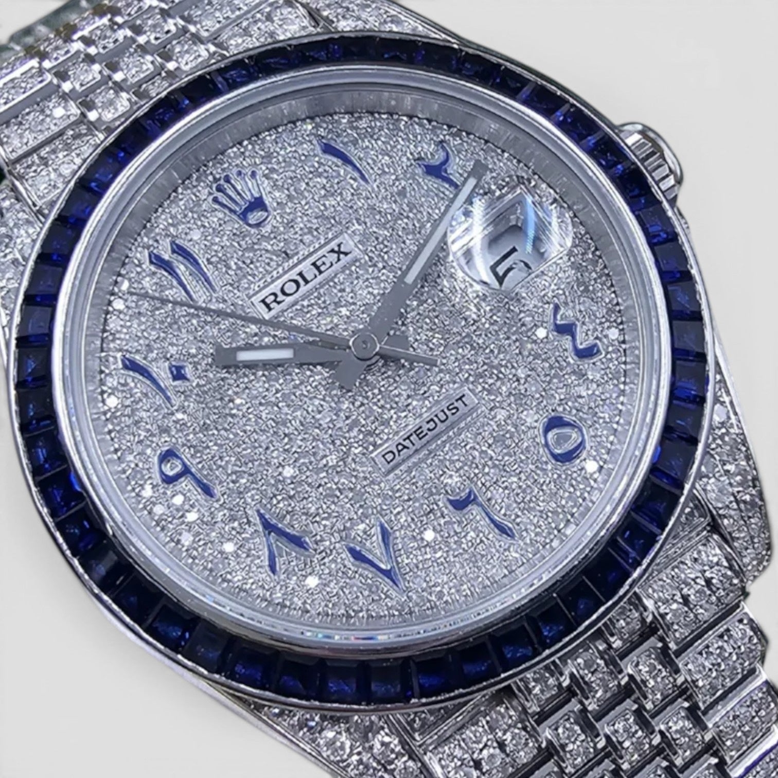Datejust 41 Iced out Arabic Dial Blue bezel