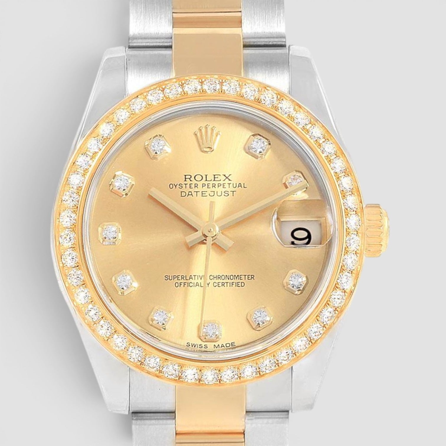 Datejust 31mm Steel & Yellow Gold Diamond Champagne Dial