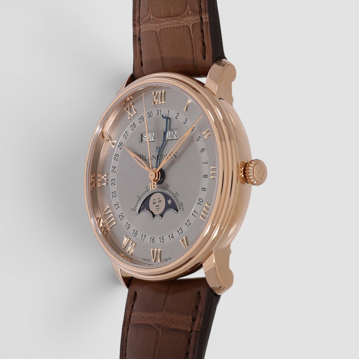 Villeret Quantième Complet 40mm Rose Gold Grey Dial