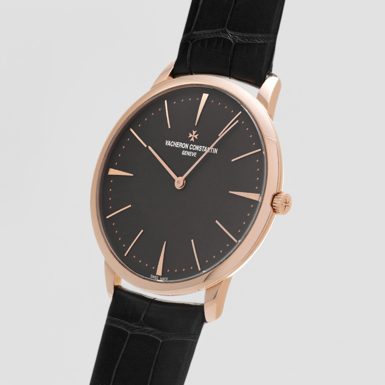 Patrimony Grey Dial 18k Pink Gold Manual Men's Watch