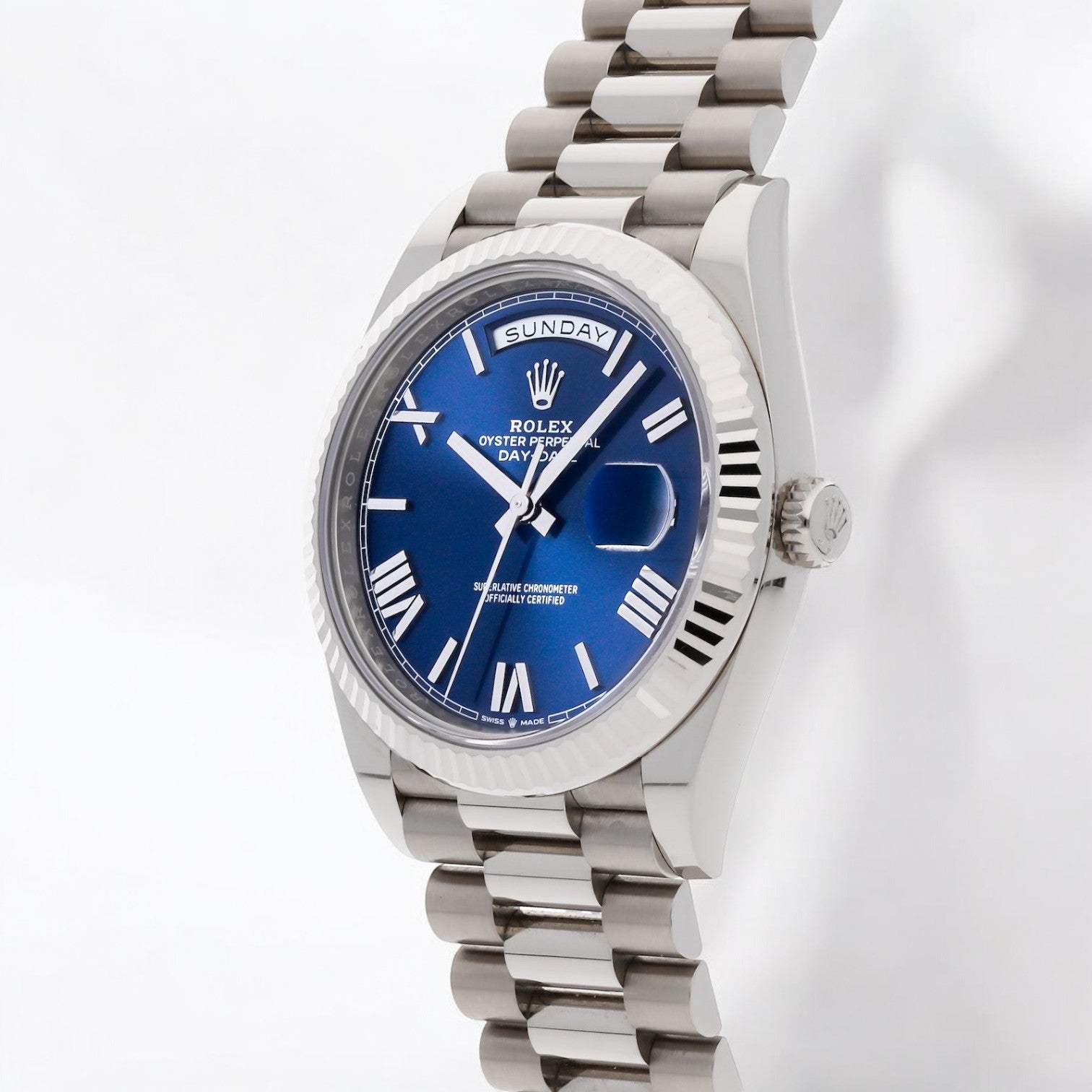 Day Date President 18K White Gold Blue Dial 40MM