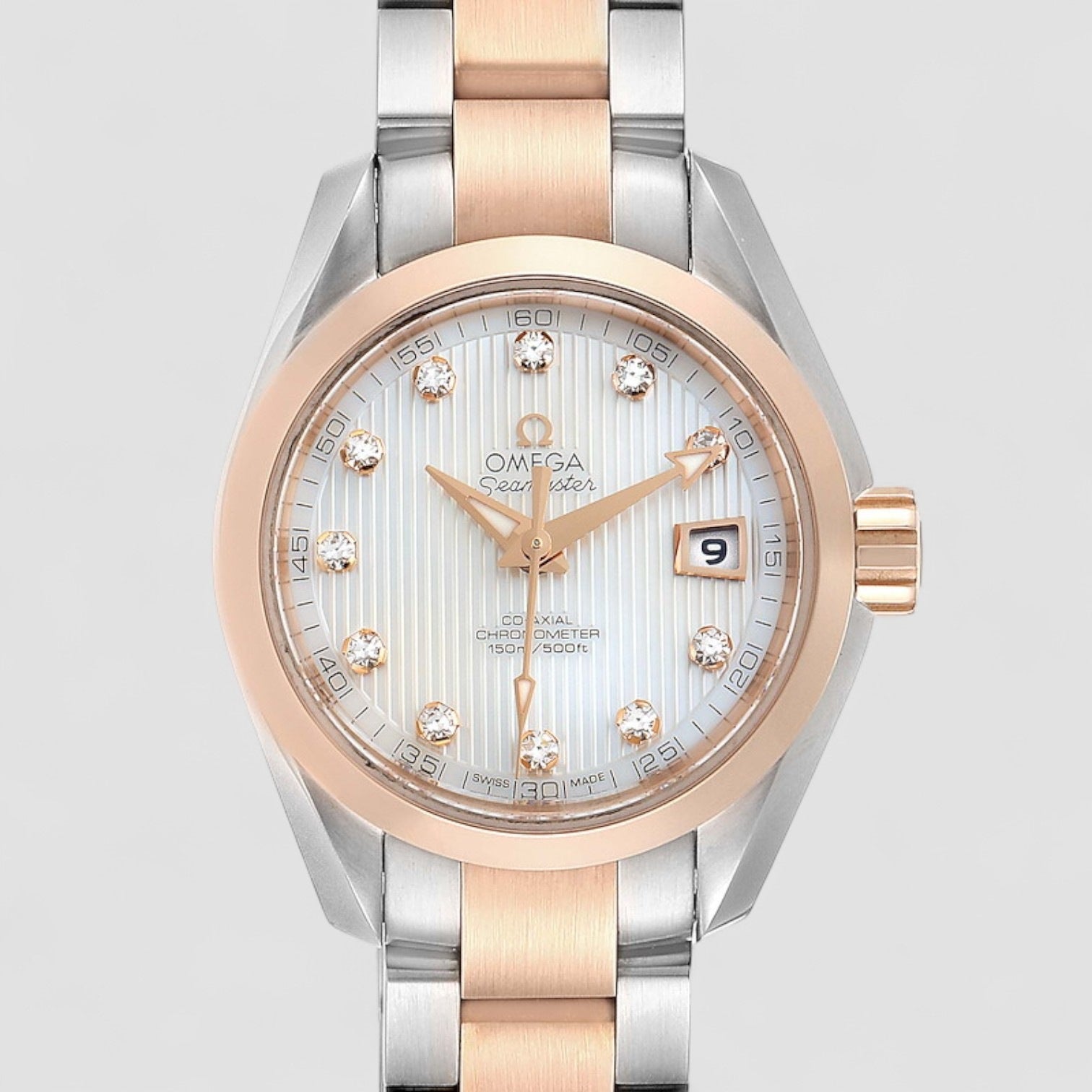 Aqua Terra Mother of Pearl Diamond Dial Men's Watch