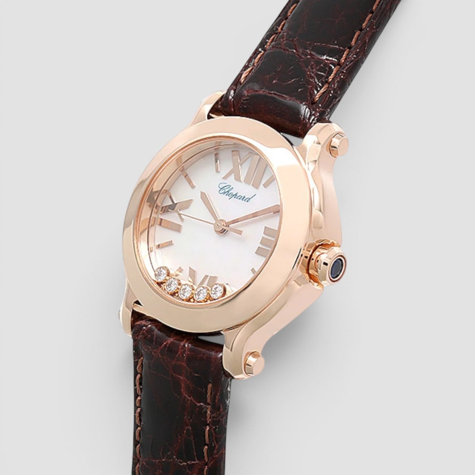 Happy Sport 30mm Rose Gold White Dial Diamond