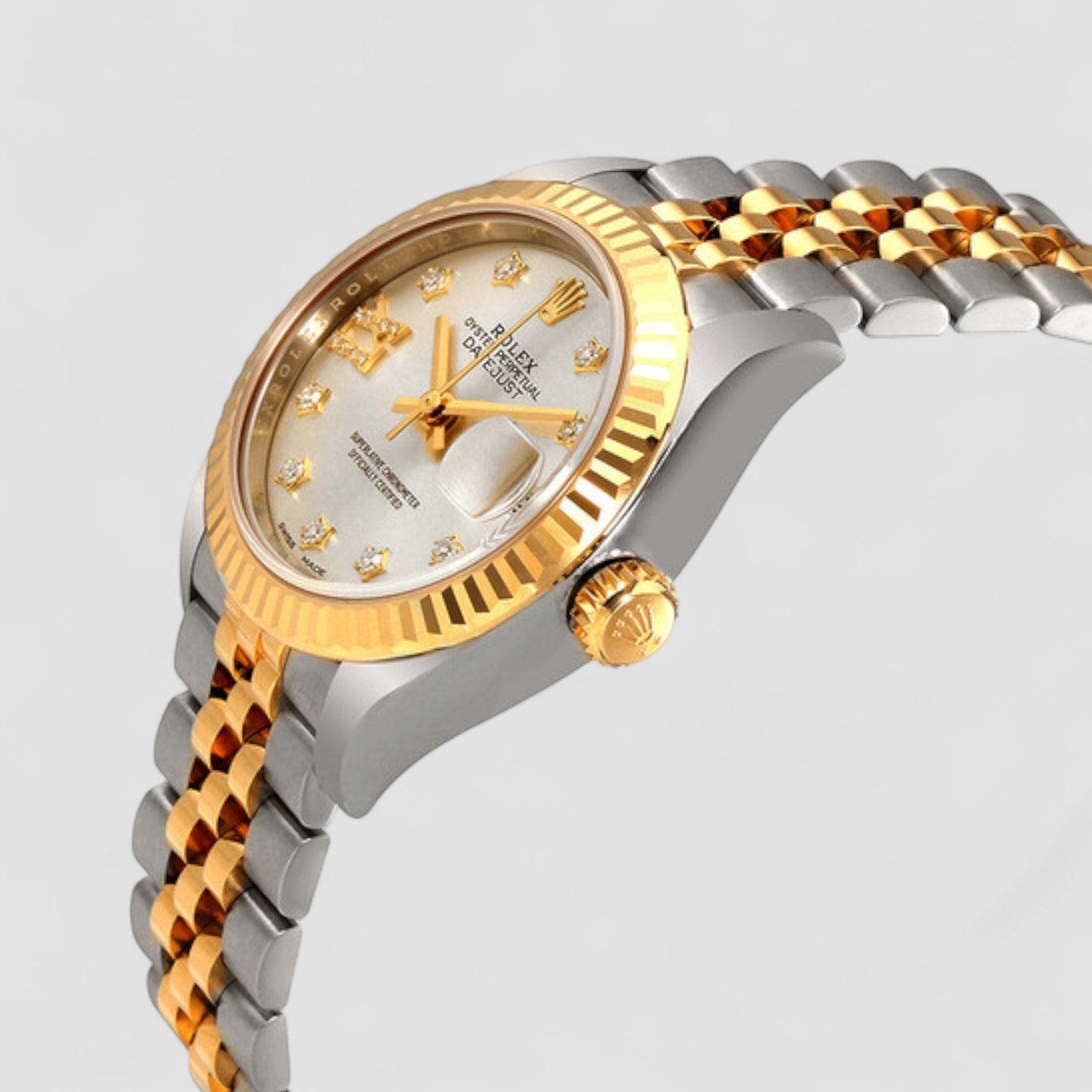 Lady-Datejust Silver Diamond Dial Automatic Ladies Watch