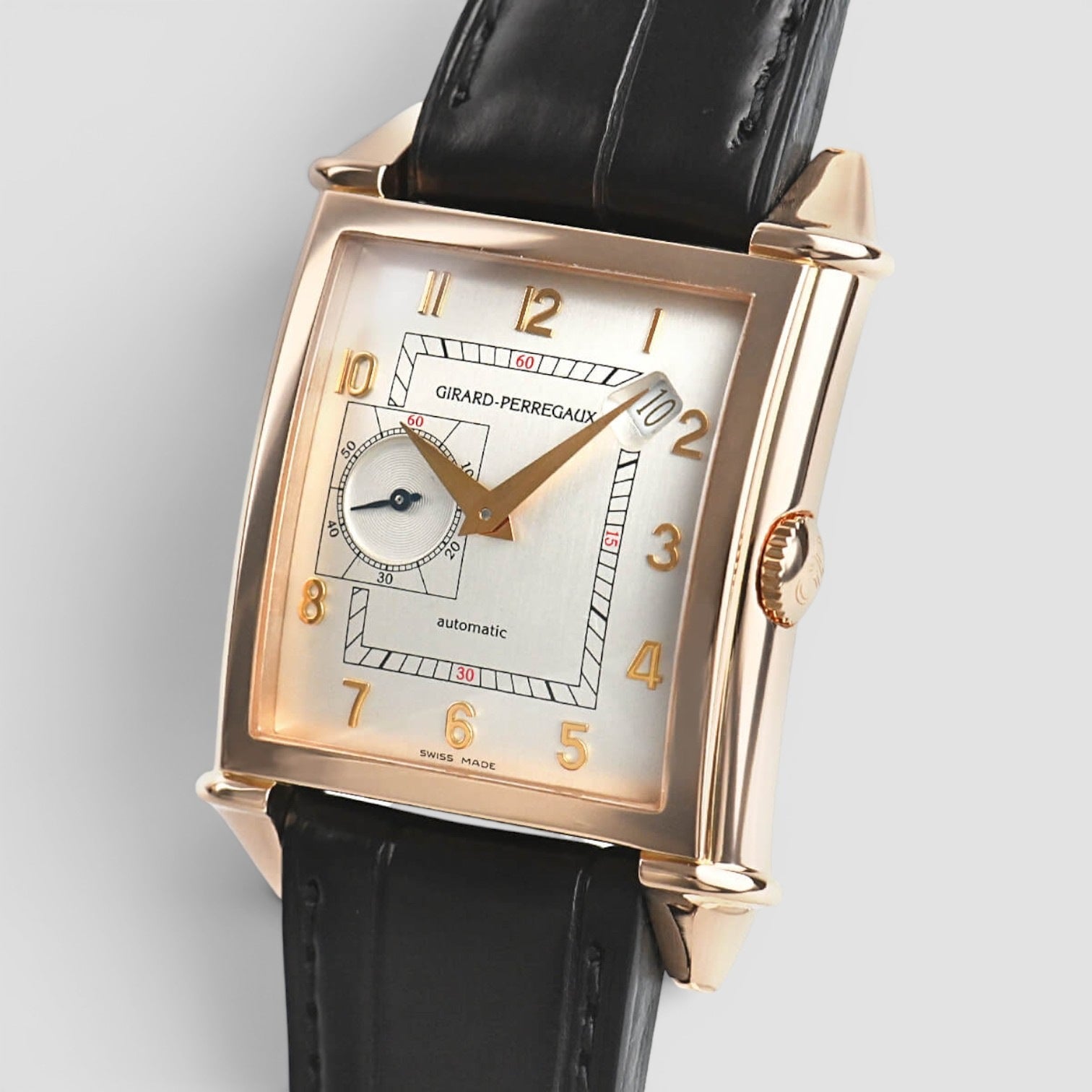 Vintage 1945 18K Rose Gold Silver Dial