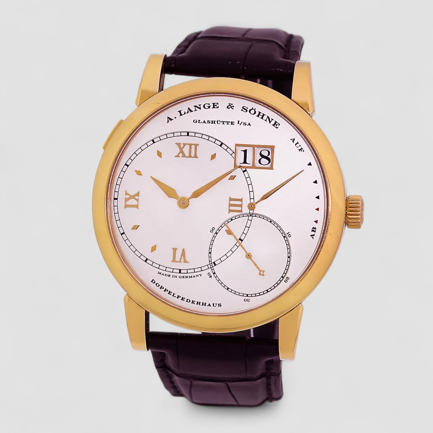 Lange 1 Silver Men's Black Strap Watch