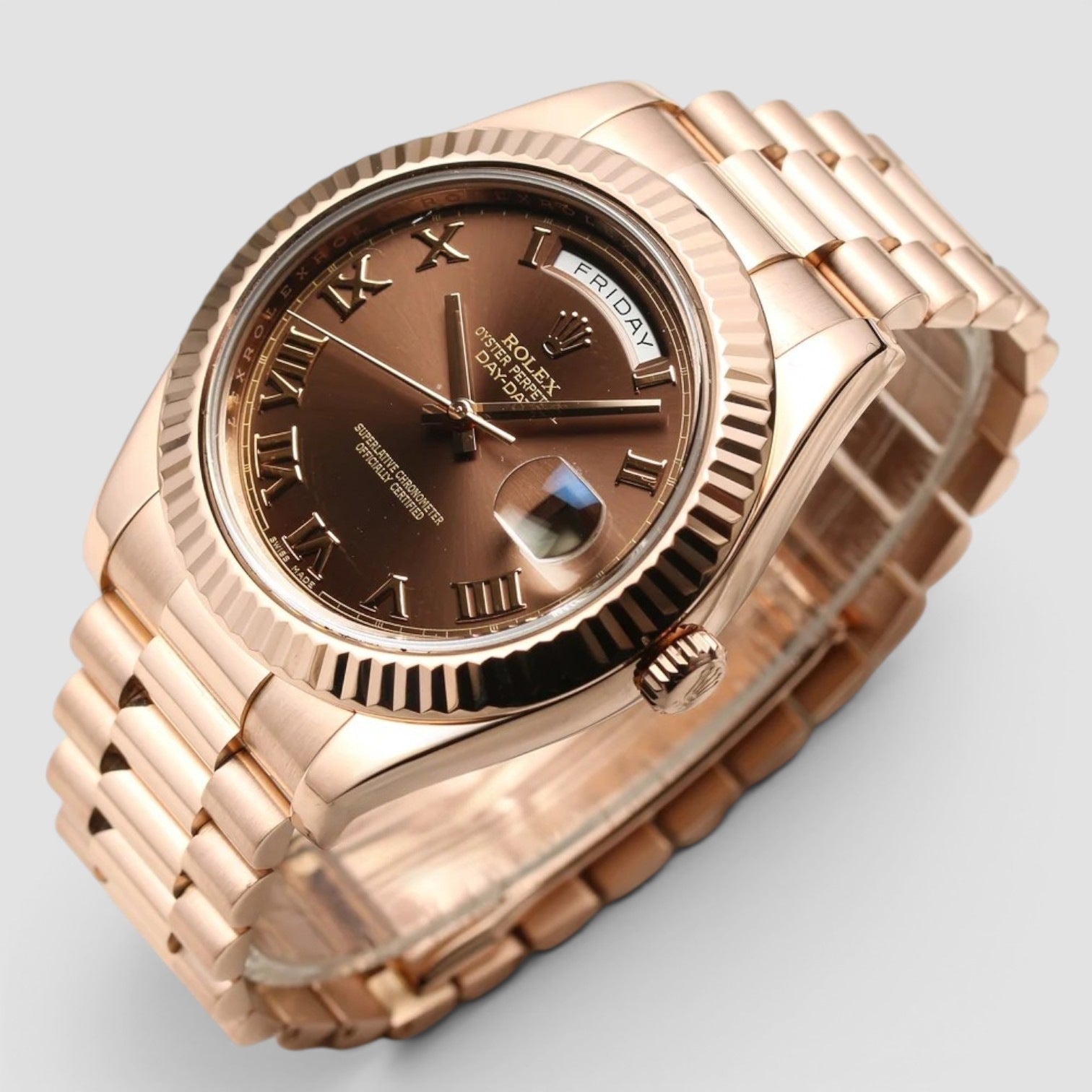 Day-Date II 41mm 18K Everose Gold Chocolate Roman Dial