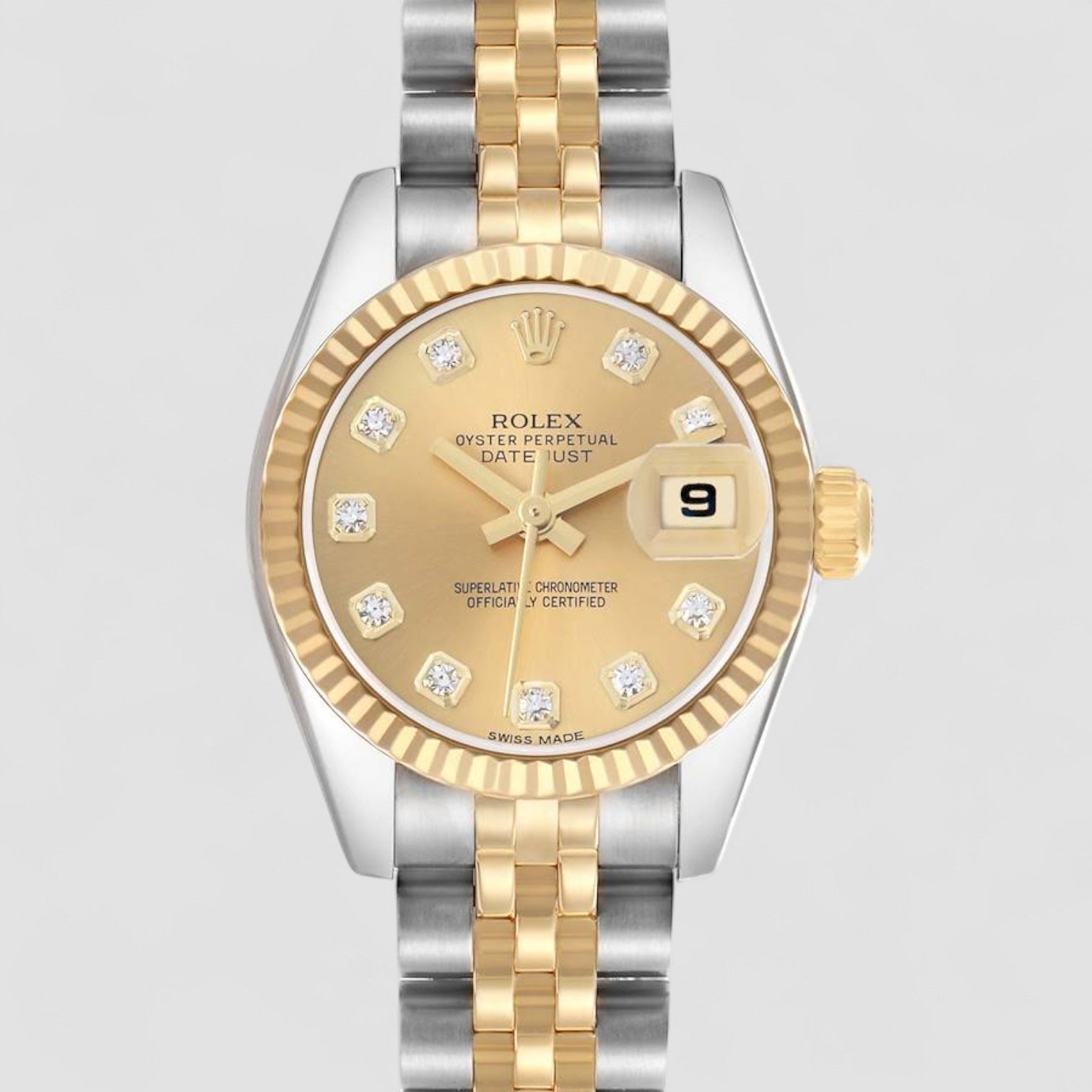 Datejust Champagne Diamond Steel Yellow Gold Ladies Watch