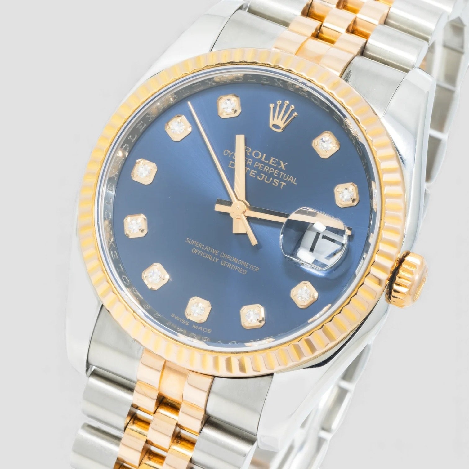 Datejust 36mm Steel & Rose Gold Blue Diamond Dial and Jubilee Bracelet