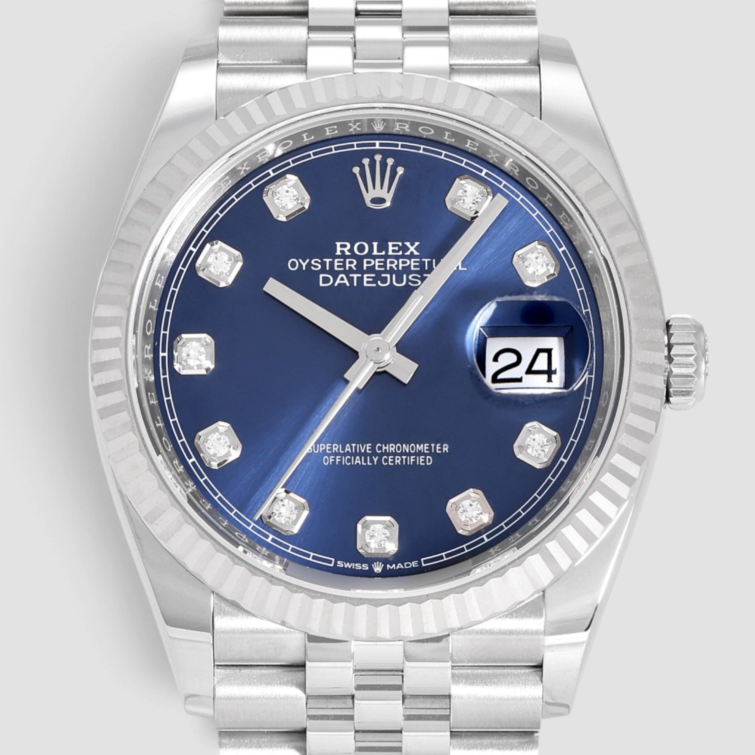 Datejust 36mm Oystersteel & 18K White Gold Blue Diamond Dial