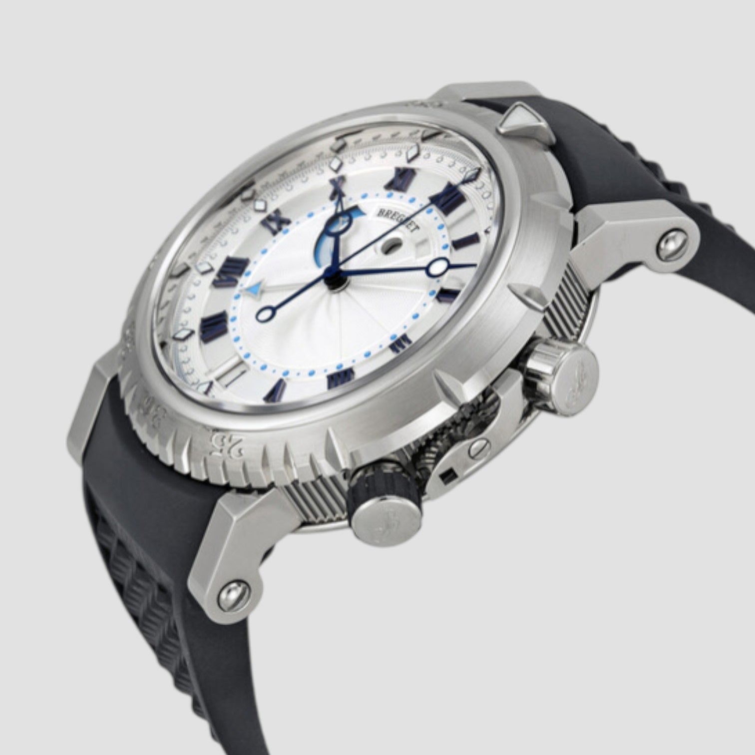 Marine Royal Silver Dial Black Rubber Men's Watch