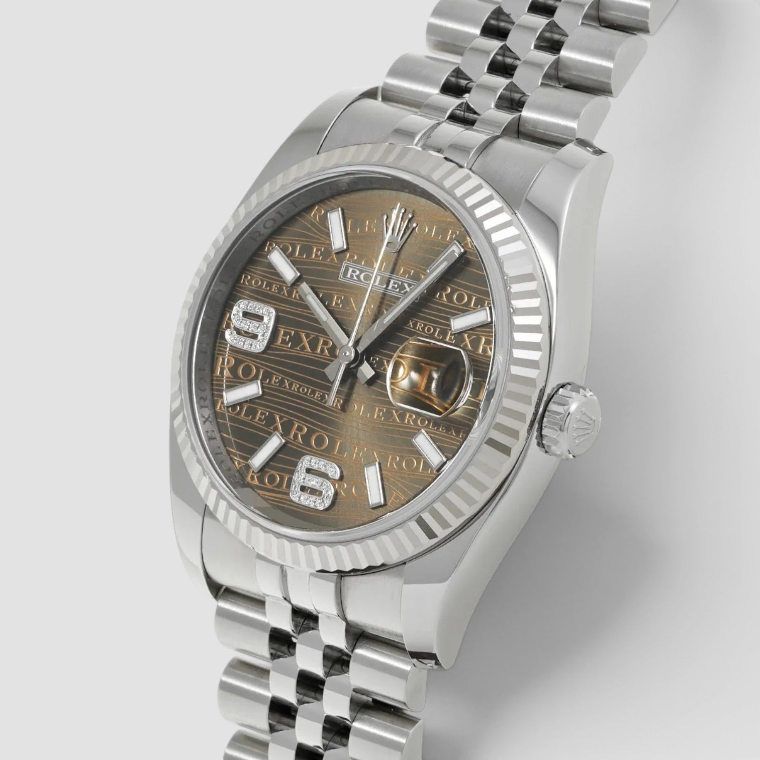 Datejust 36 White Gold/Steel Bronze Waves Diamond Dial & Fluted Bezel Jubilee Bracelet