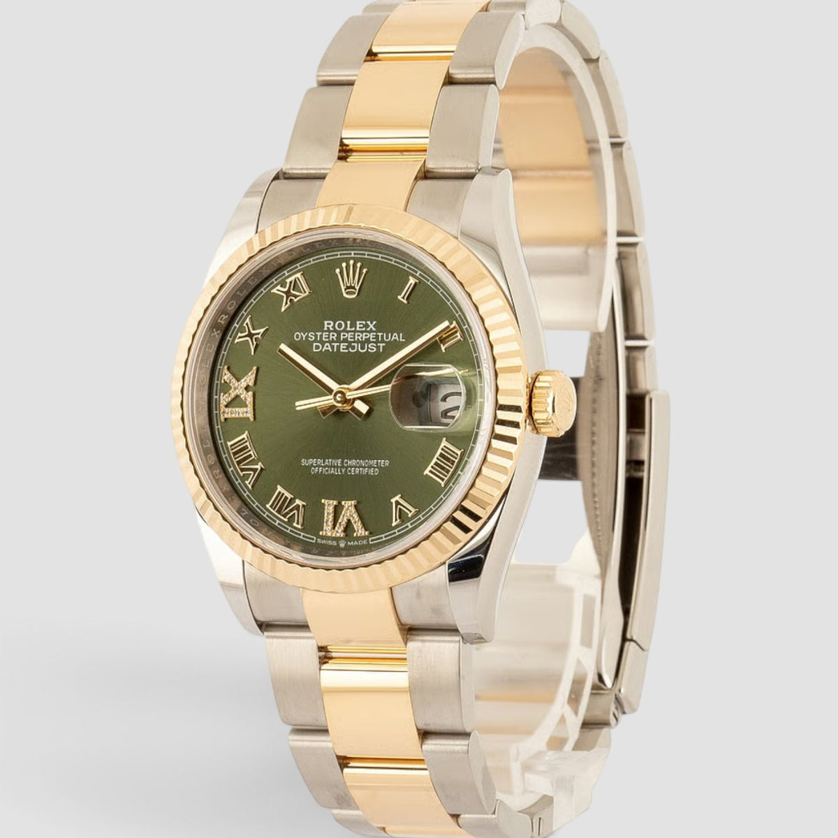 Datejust 36mm Oystersteel & 18K Yellow Gold Olive Green Diamond Dial