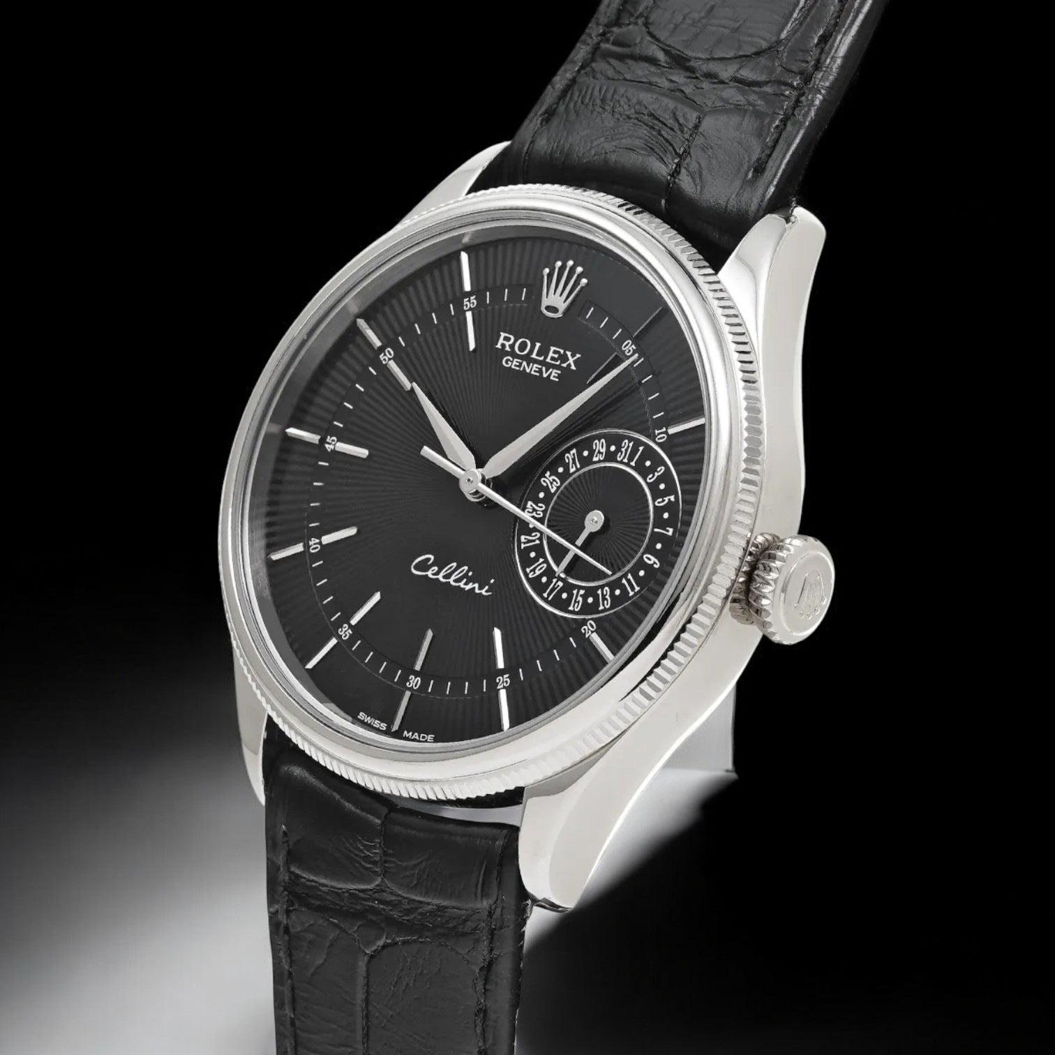 Cellini Date Black Dial 18K White Gold