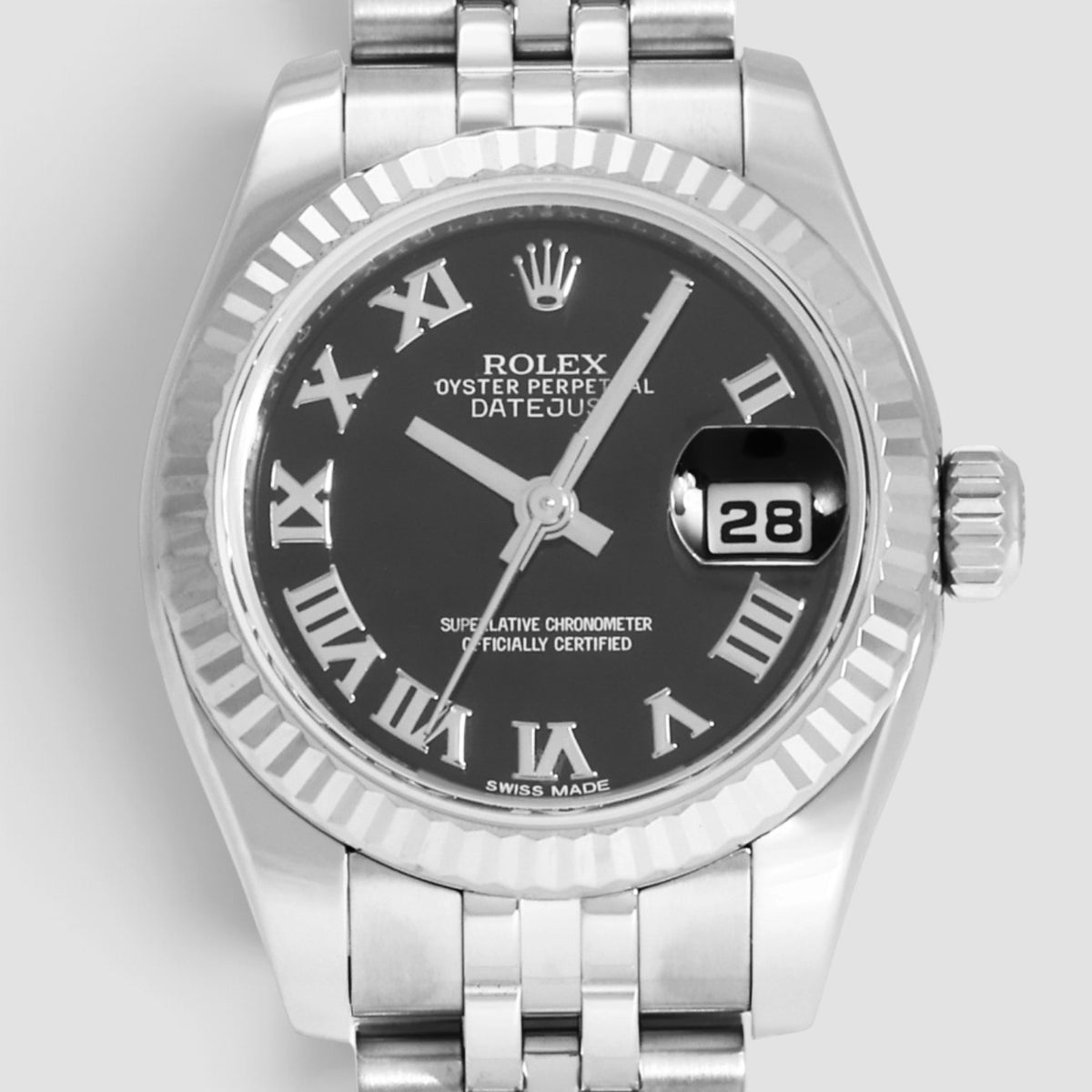 Lady-Datejust Black Roman Numeral Dial Jubilee