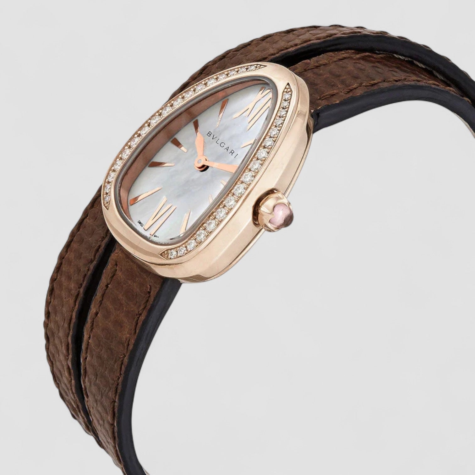 Serpenti 18kt Rose Gold Mother of Pearl Dial Ladies Watch
