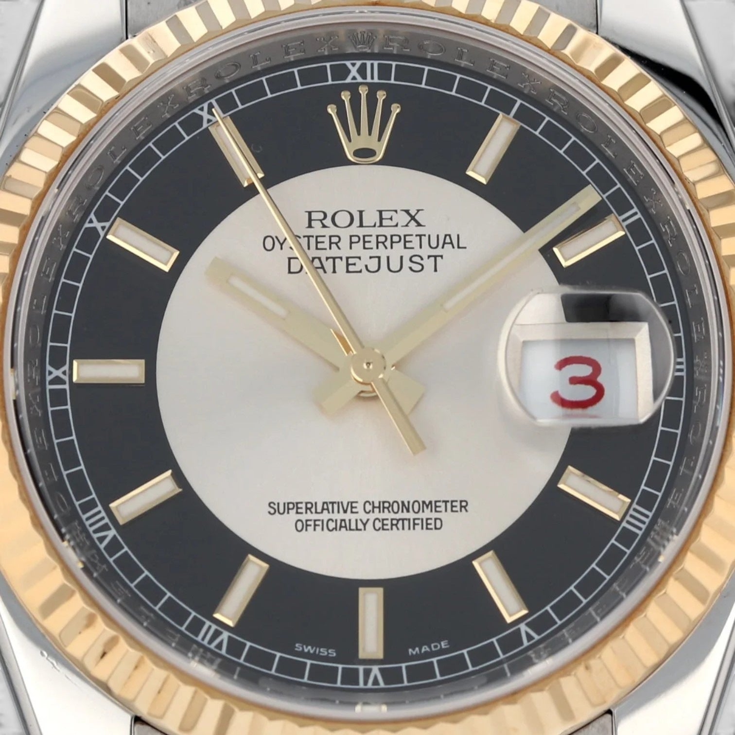 Datejust 36 Jubilee Stainless Steel & Yellow Gold Watch Tuxedo Index Dial