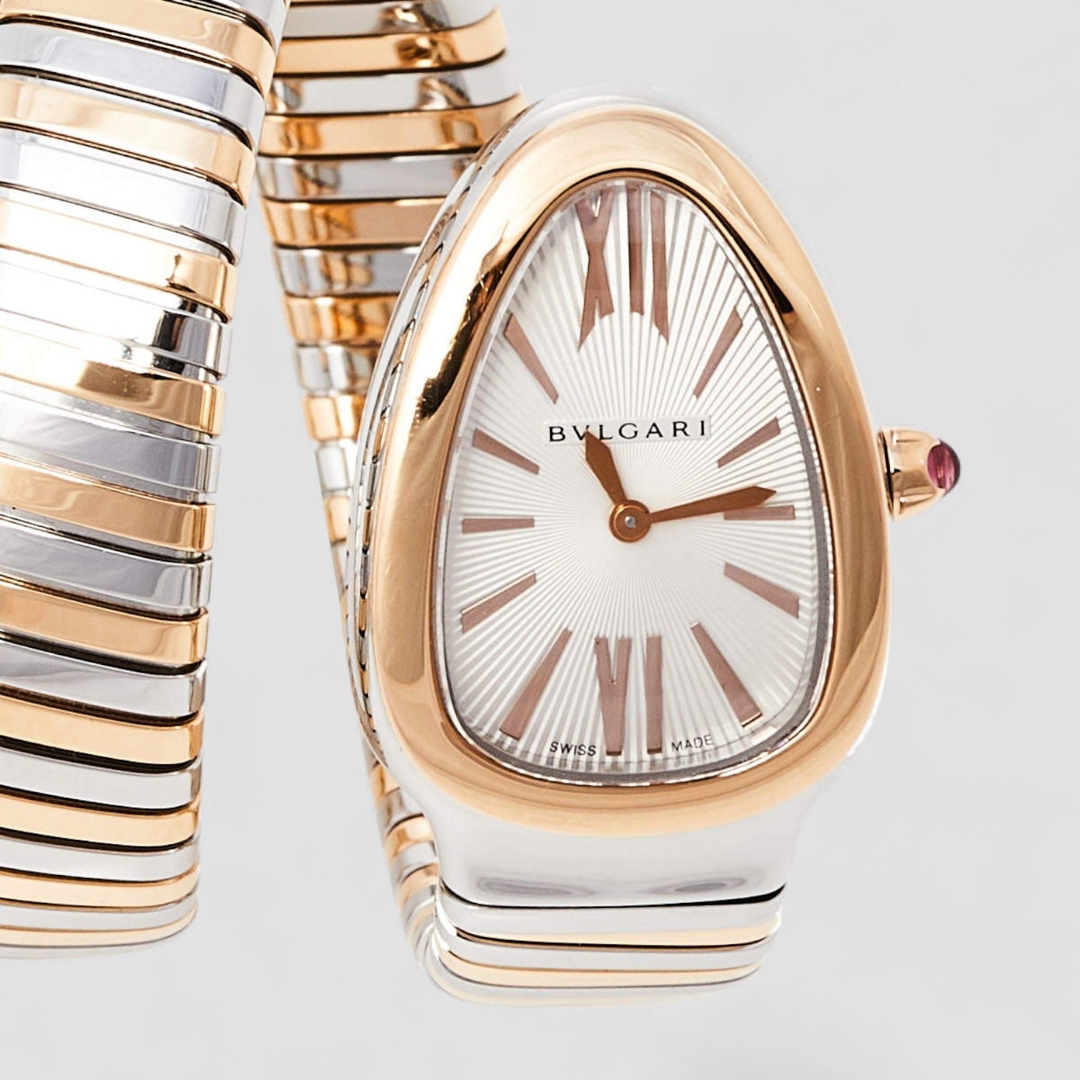 Serpenti Tubogas Silver Opaline Dial Quartz Ladies Watch