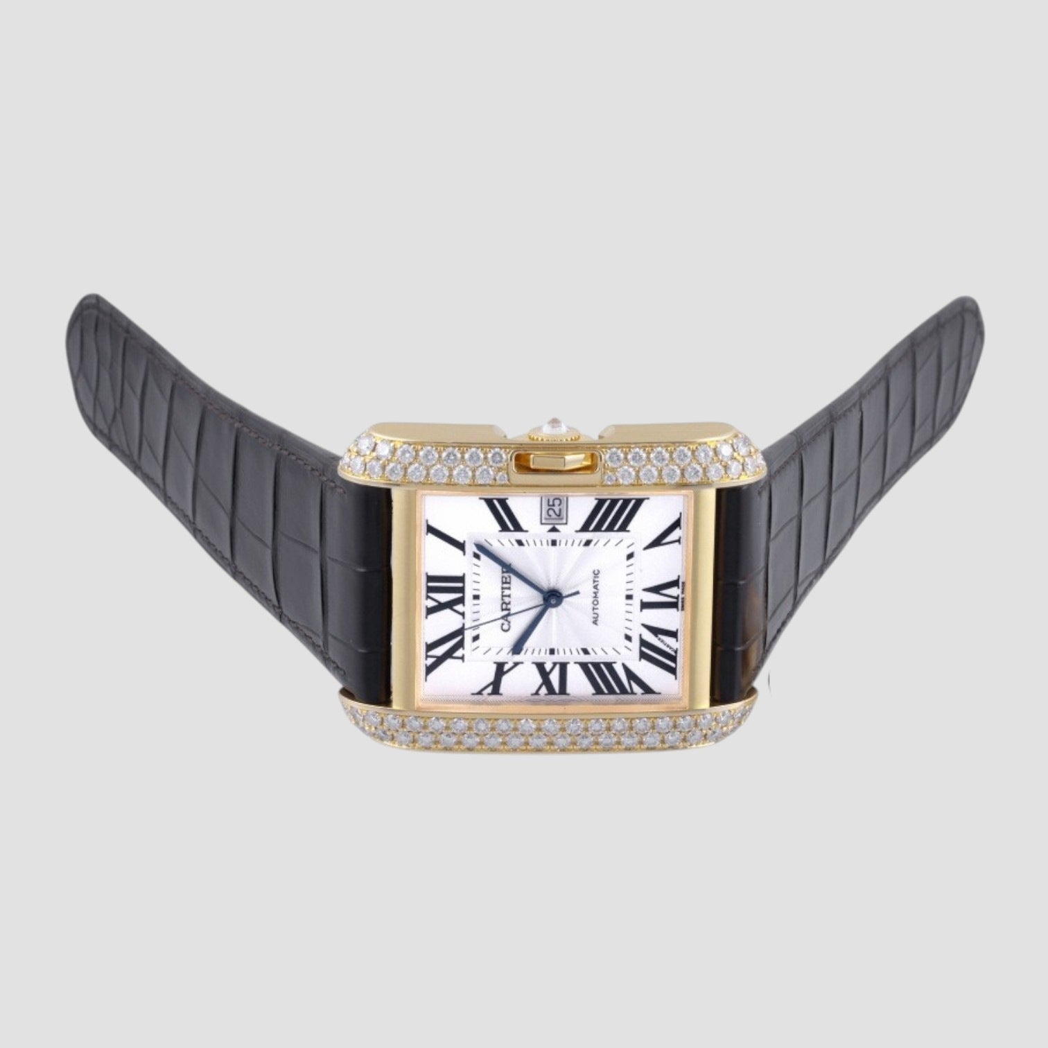 Tank Anglaise 18kt Yellow Gold Diamonds Automatic Watch
