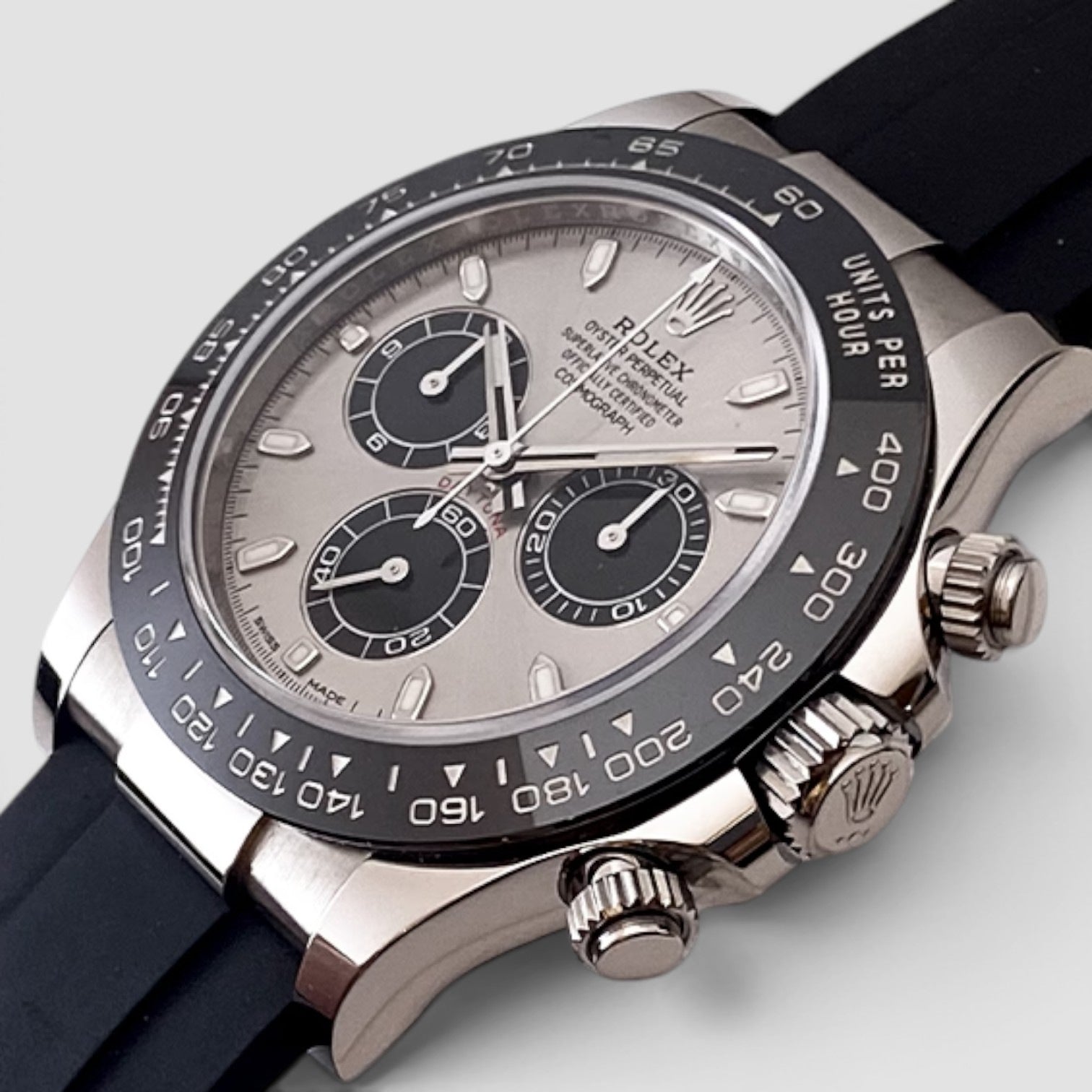 Daytona 40mm White Gold Grey Dial Oysterflex