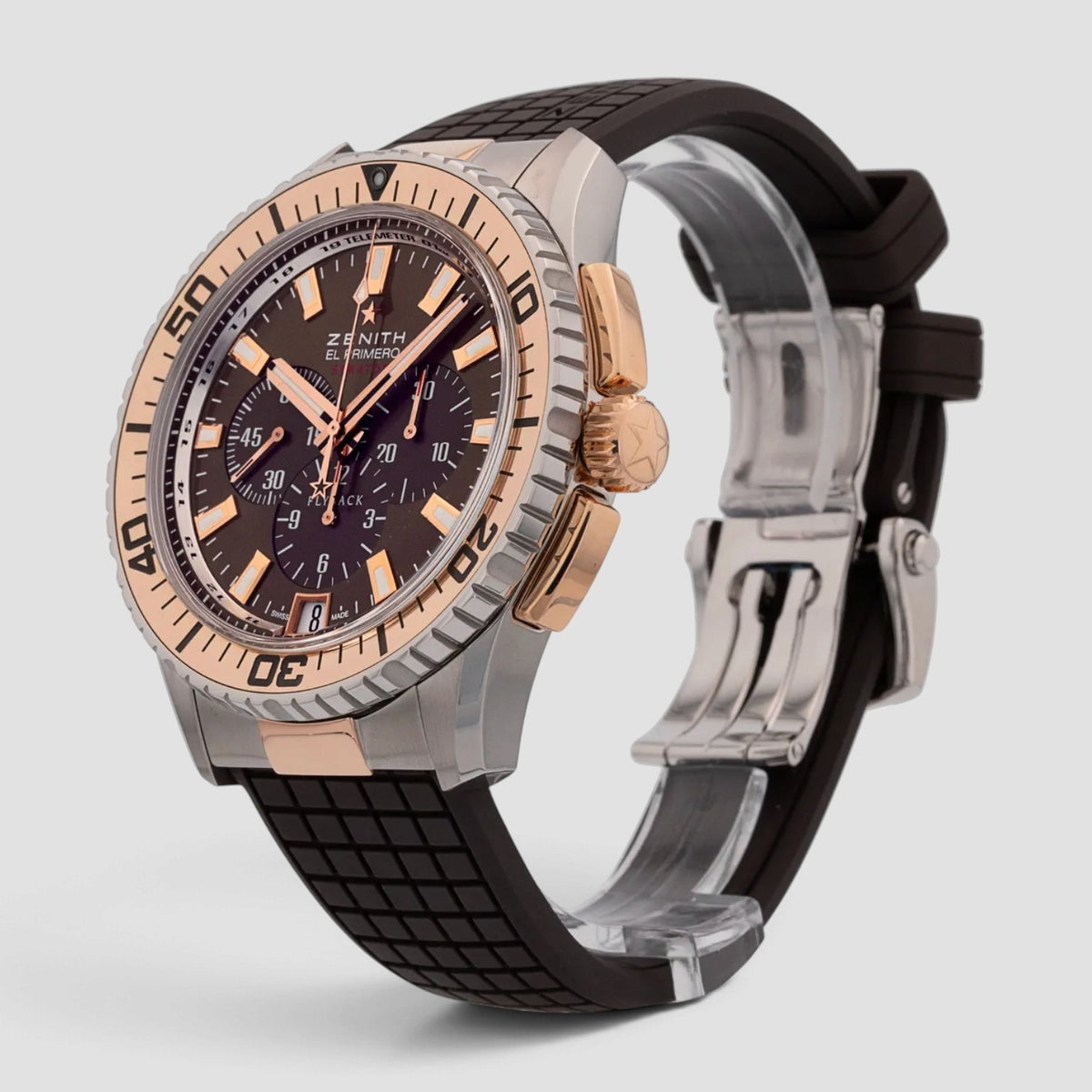 El Primero Stratos Flyback Chronograph Steel & Rose Gold Brown Dial